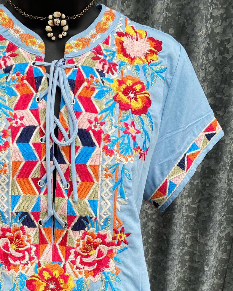 Women Summer Floral Lace Up Top