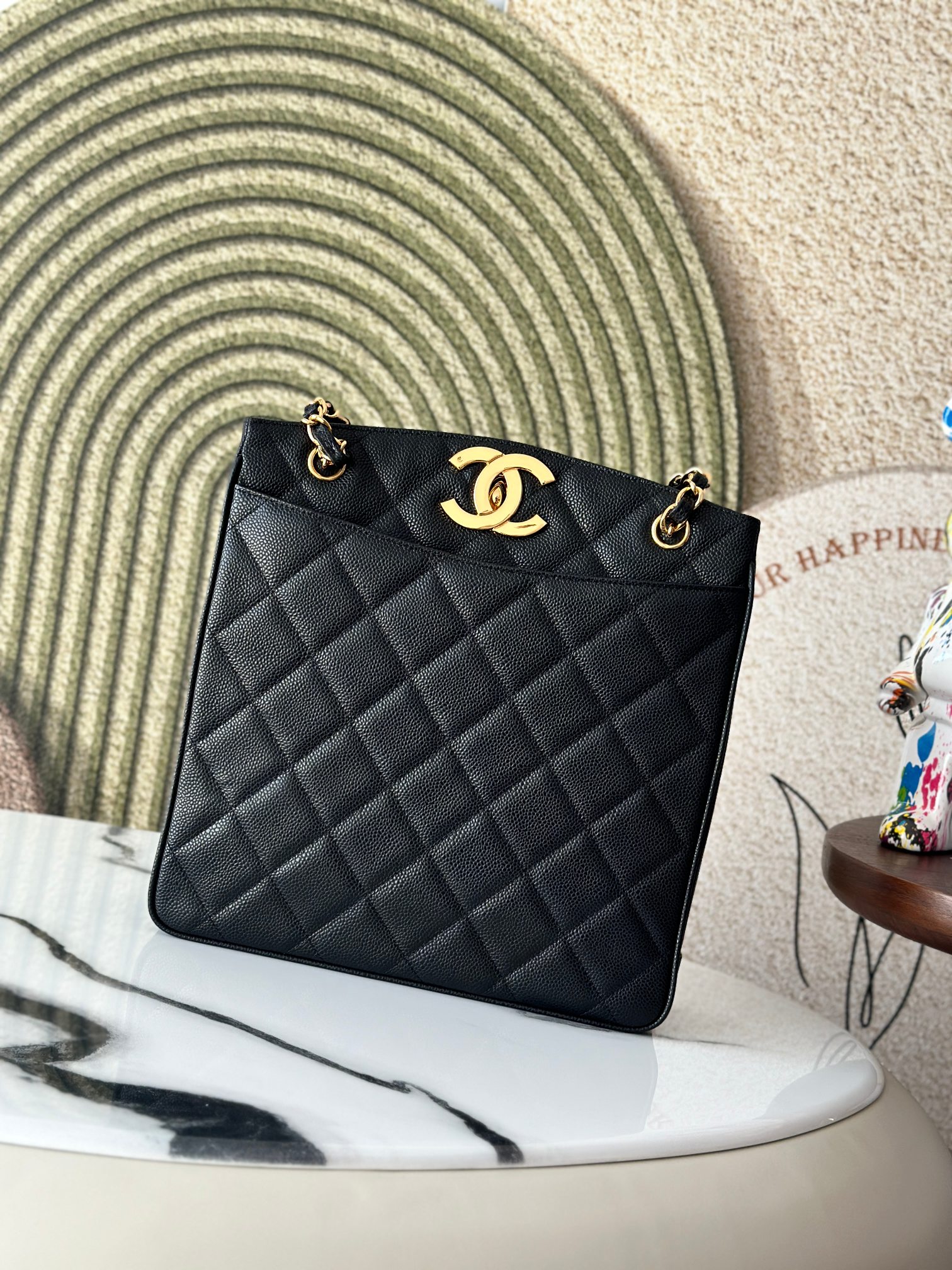 Black Caviar Large Shopping Tote Bag - Mocuir