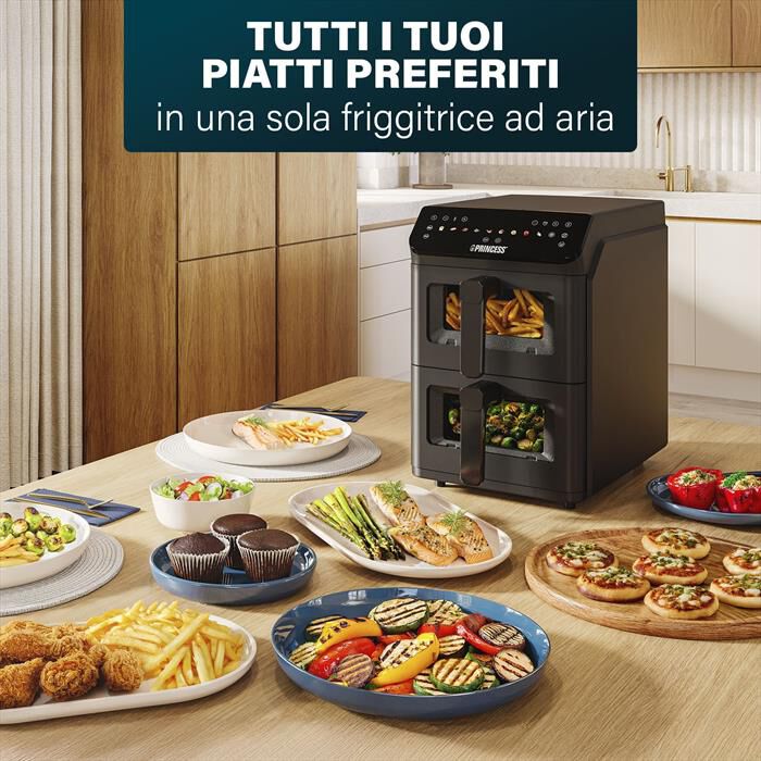 PRINCESS - Friggitrice ad aria DUAL VERTICAL-Nero