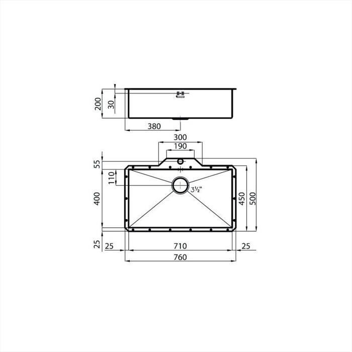 FOSTER - Lavello lineare 1217 850 1 vasche-Inox spazzolato