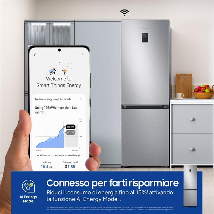 SAMSUNG - Frigorifero combinato RB34C675DSA/EF Classe D-SILVER INOX