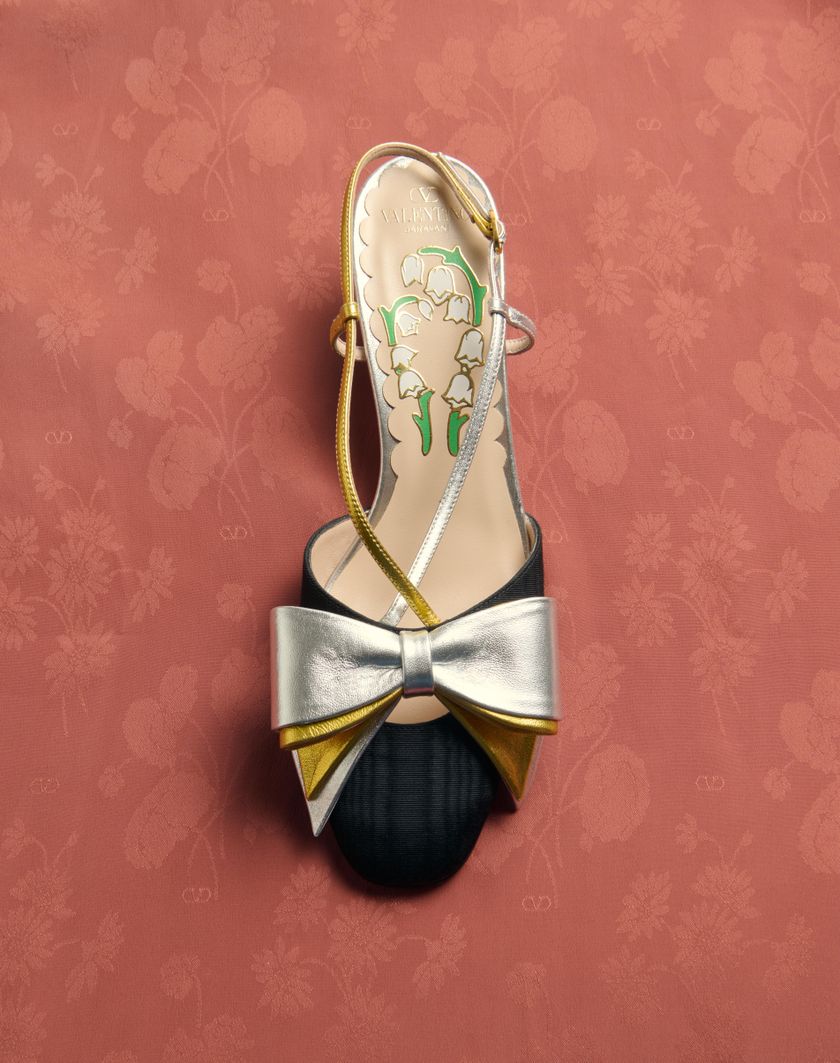 BOWOW SLINGBACK PUMPS IN MOIR?? FABRIC 45MM