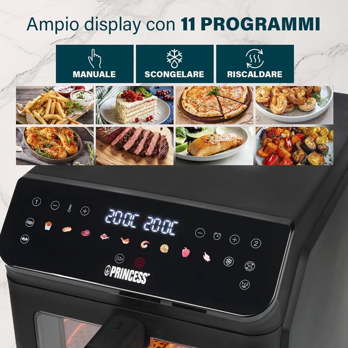 PRINCESS - Friggitrice ad aria DUAL VERTICAL-Nero