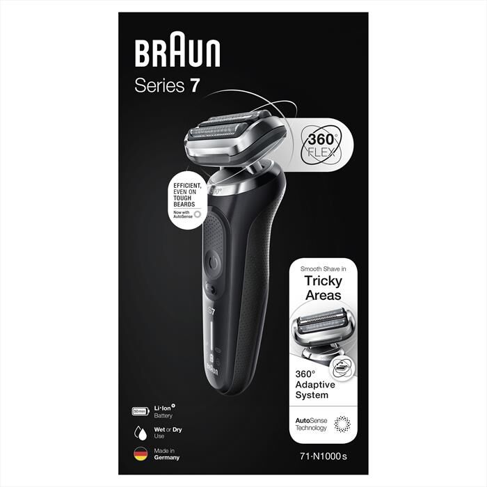 BRAUN - Rasoio Elettrico Uomo SERIES 7 71-N1000S Flex 360°-NERO
