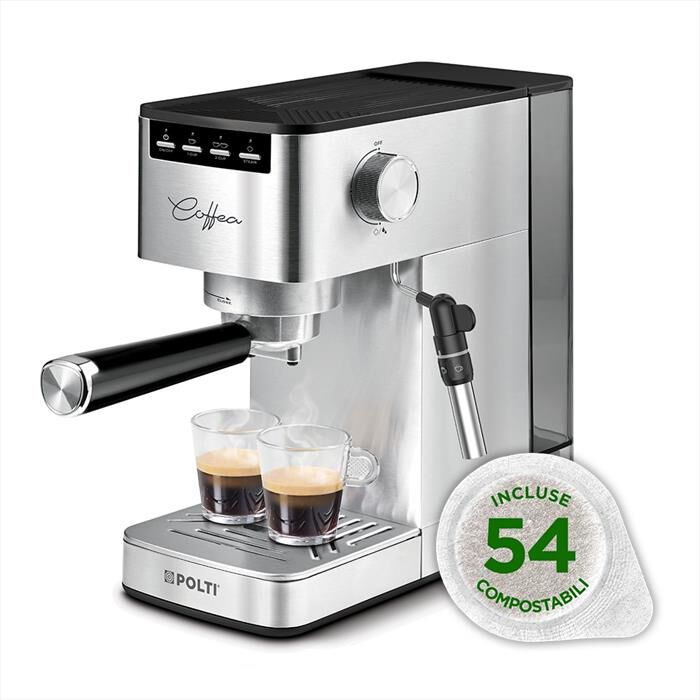 POLTI - Macchina da caffè espresso COFFEA P10S + 54 CIALDE-Argento