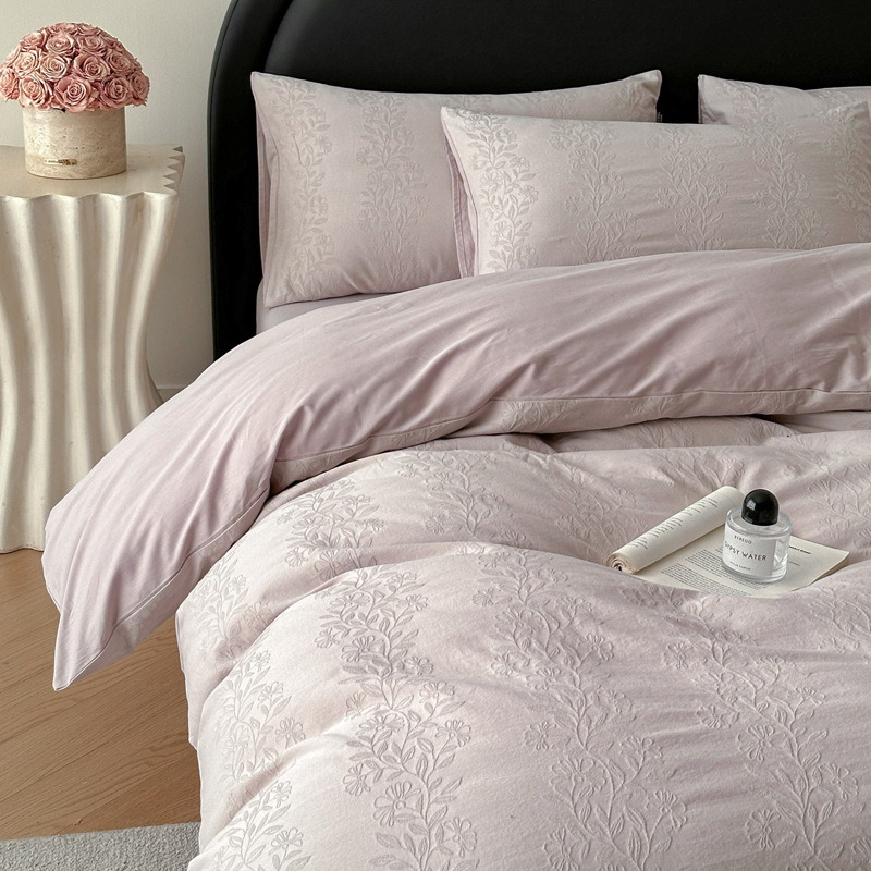 Long-staple cotton 60 thick woven cotton Jacquard four-piece cotton barrier-free high-grade quilt cover bedding