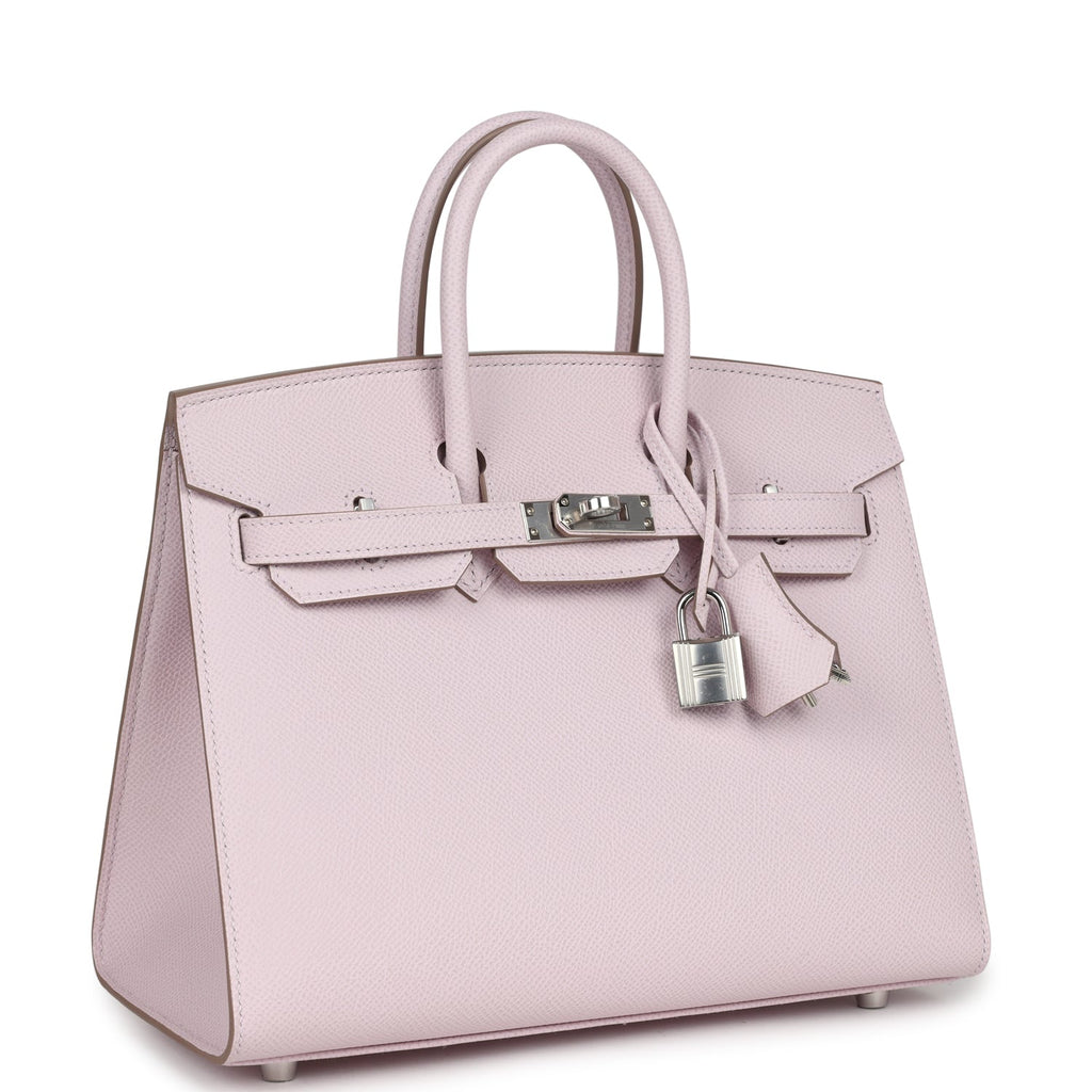 Birkin Sellier 25 Mauve Pale Epsom Palladium Hardware