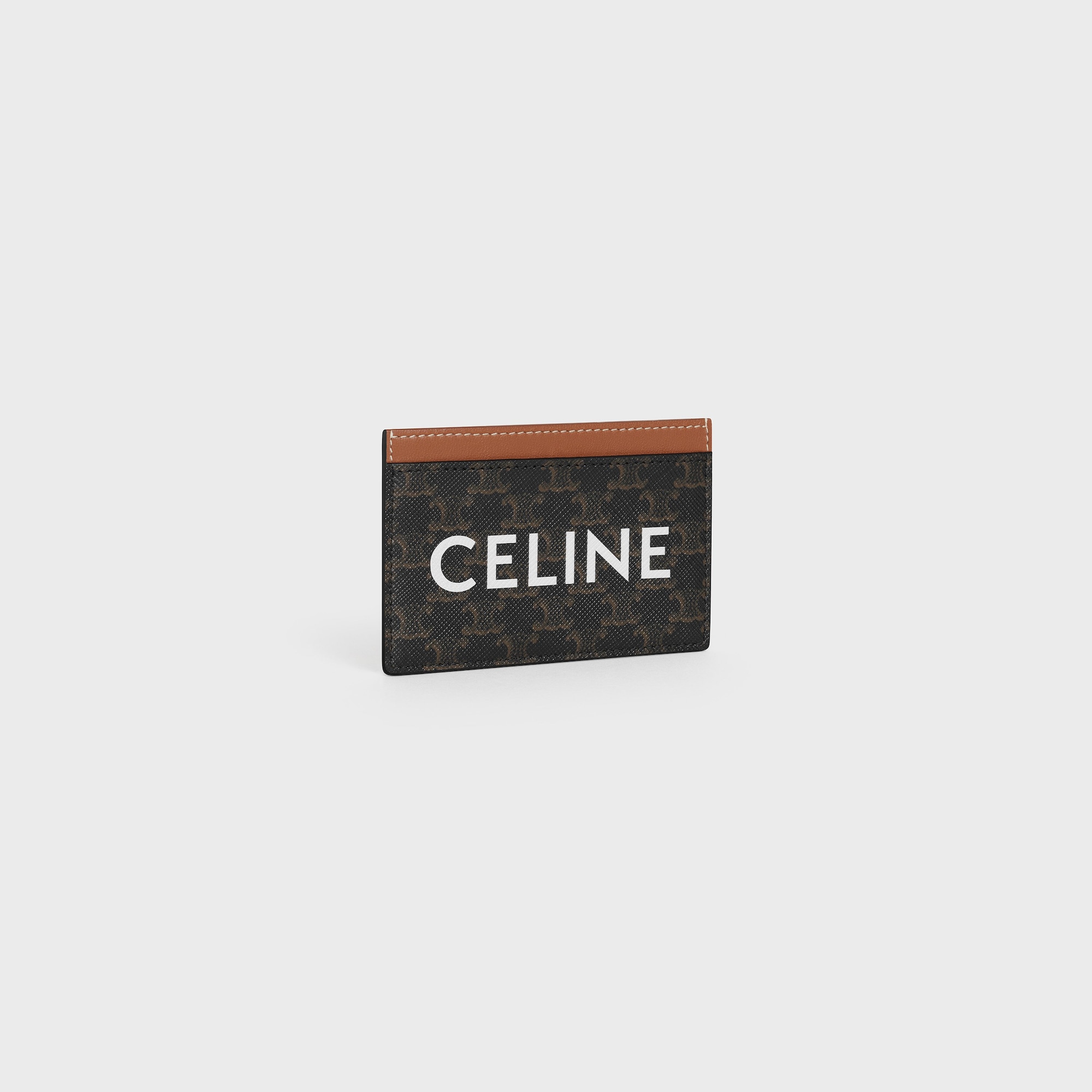 CARD HOLDER IN TRIOMPHE CANVAS WITH PRINT TAN