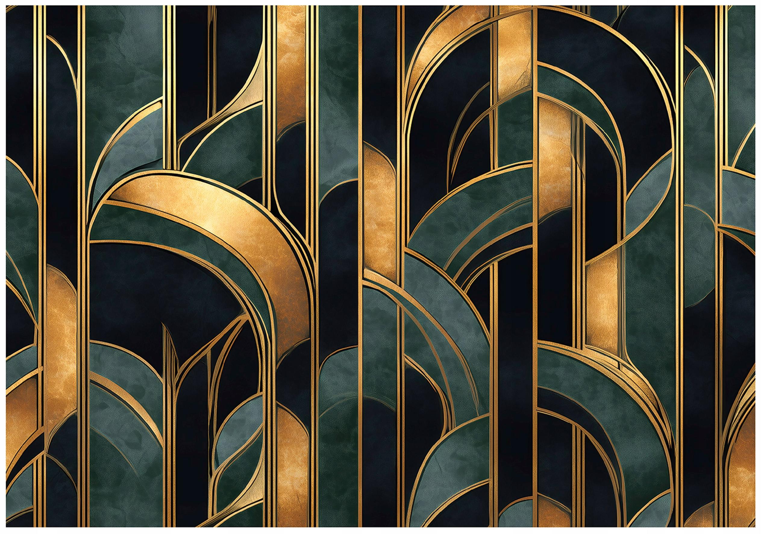 Art Deco gold wall mural for the bedroom or living room, non-woven wallpaper