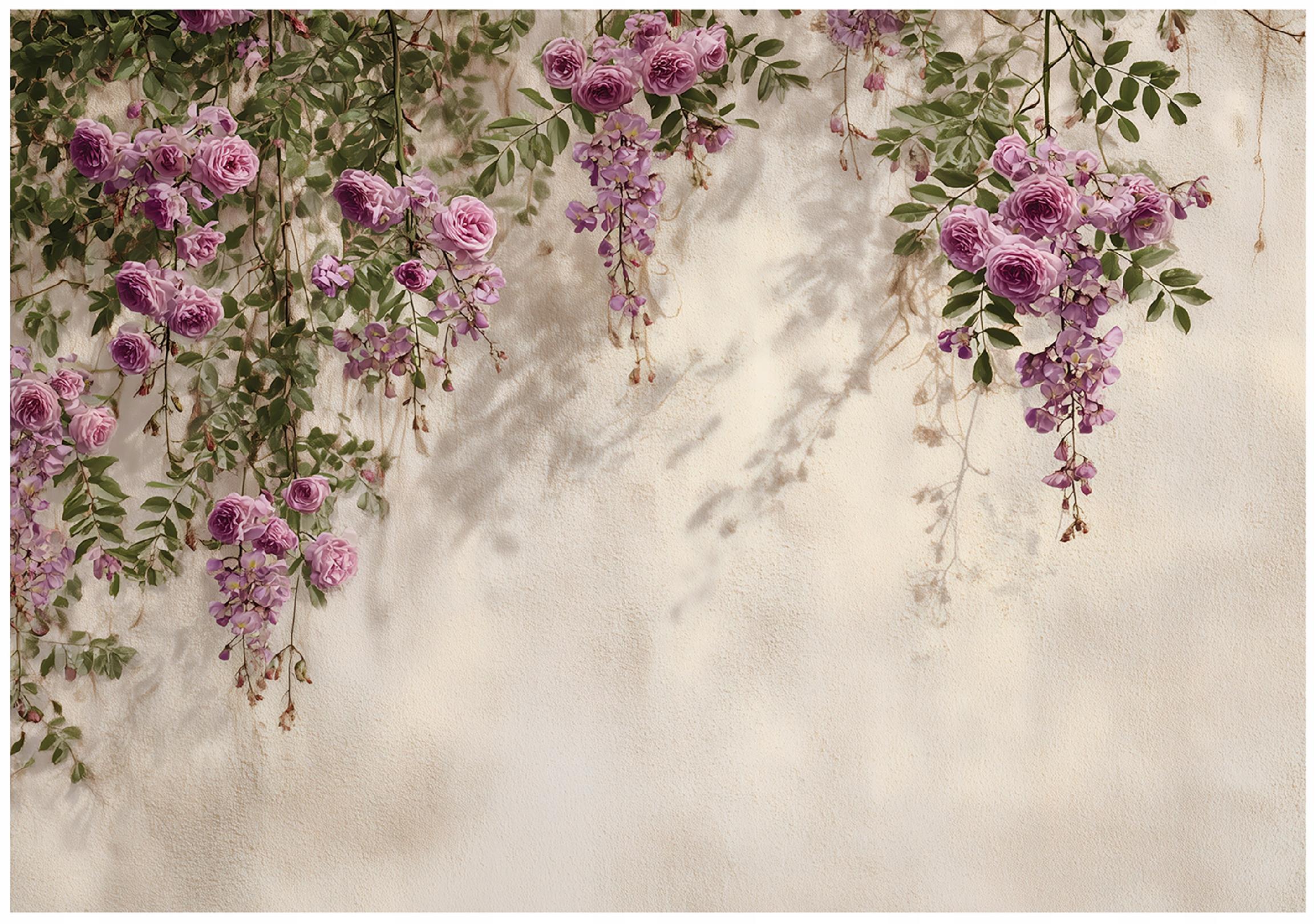 Wall mural featuring hanging flowers and roses; suitable for bedrooms and living rooms; non-woven wallpaper; 150x105 cm
