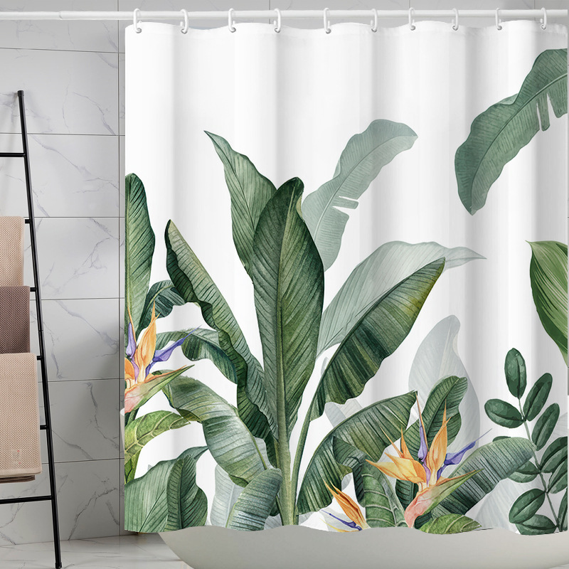 Digital printing watercolor ink flower simple geometric shower curtain waterproof and moisture-proof sanitary interval