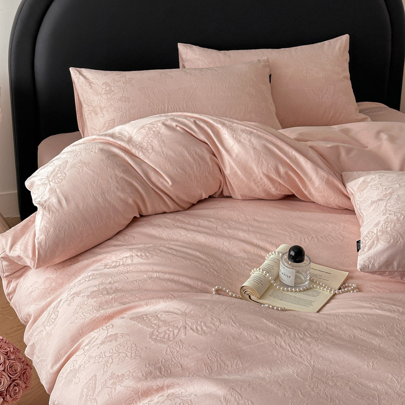 Long-staple cotton 60 thick woven cotton Jacquard four-piece cotton barrier-free high-grade quilt cover bedding