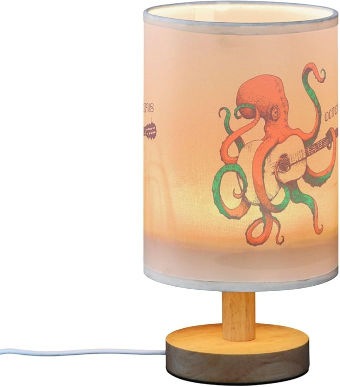 TWINKLETALE Table Lamp Vintage Octopus Play Guitar Ocean Marine Sea Life Design Nightstand Lamp