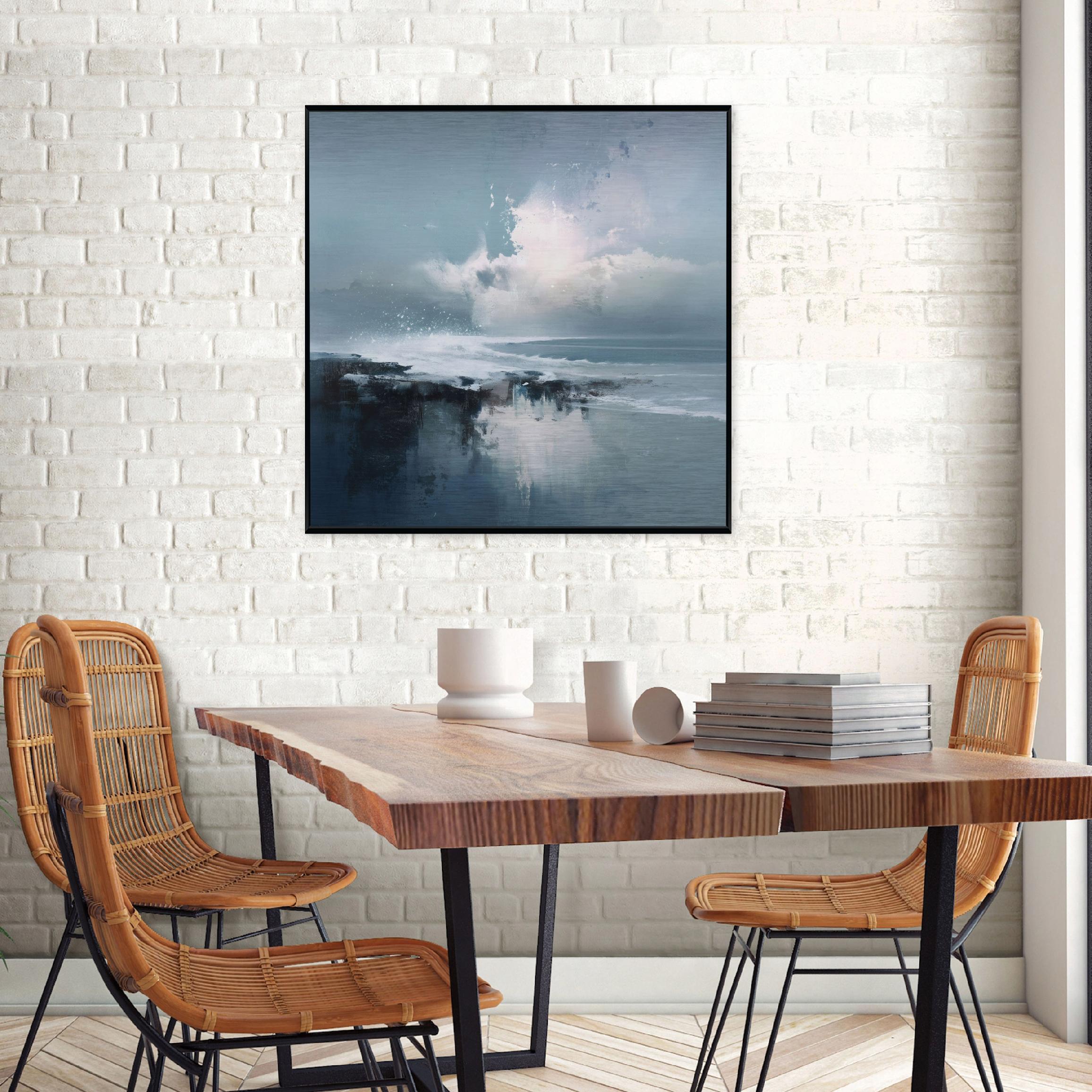 Picture in a black frame, metal abstraction, sea, loft, living room, bedroom, 30x30