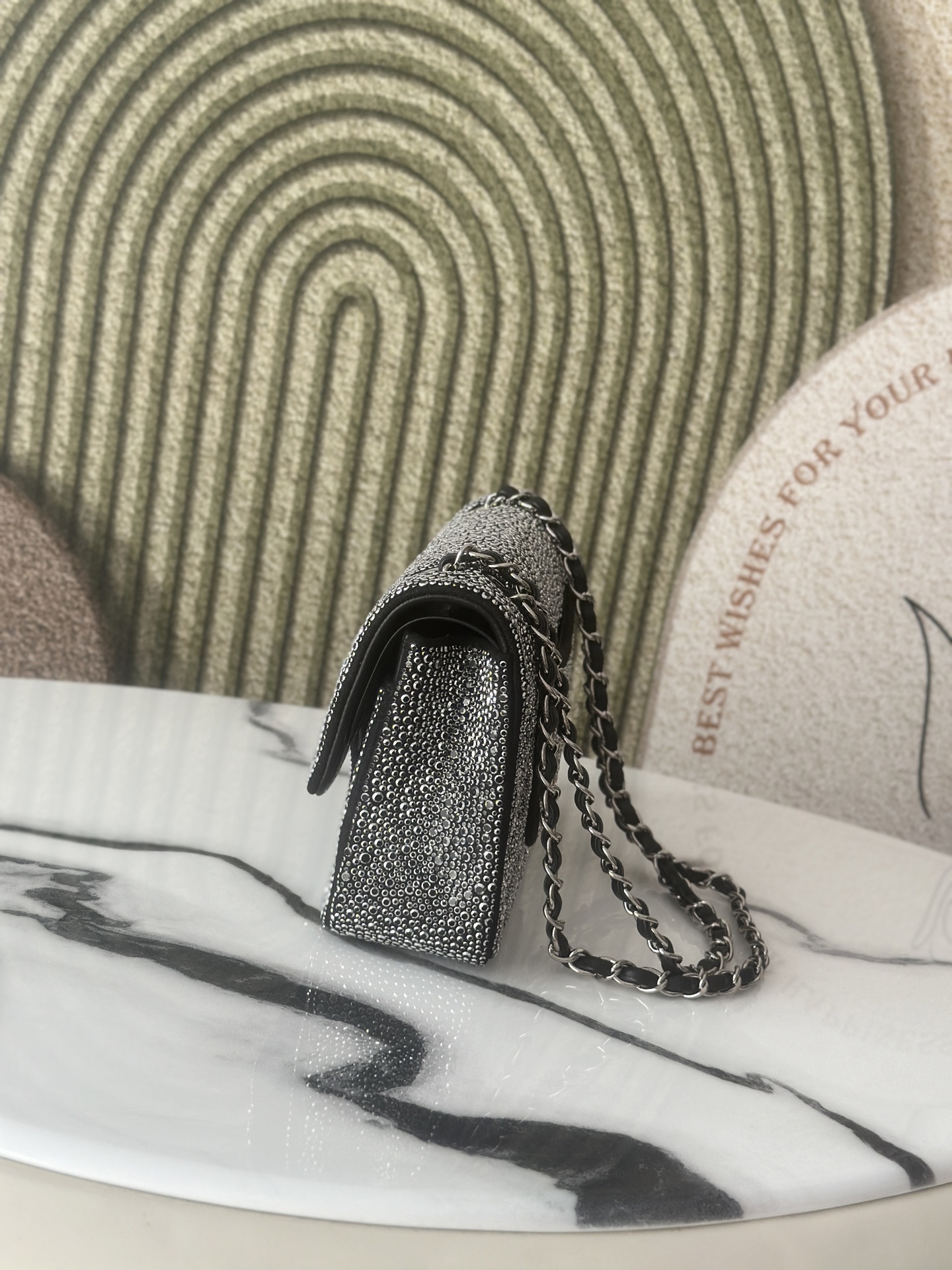 26C Cruise Collection Crystal Embellished Mini Classic Flap Bag - Mocuir