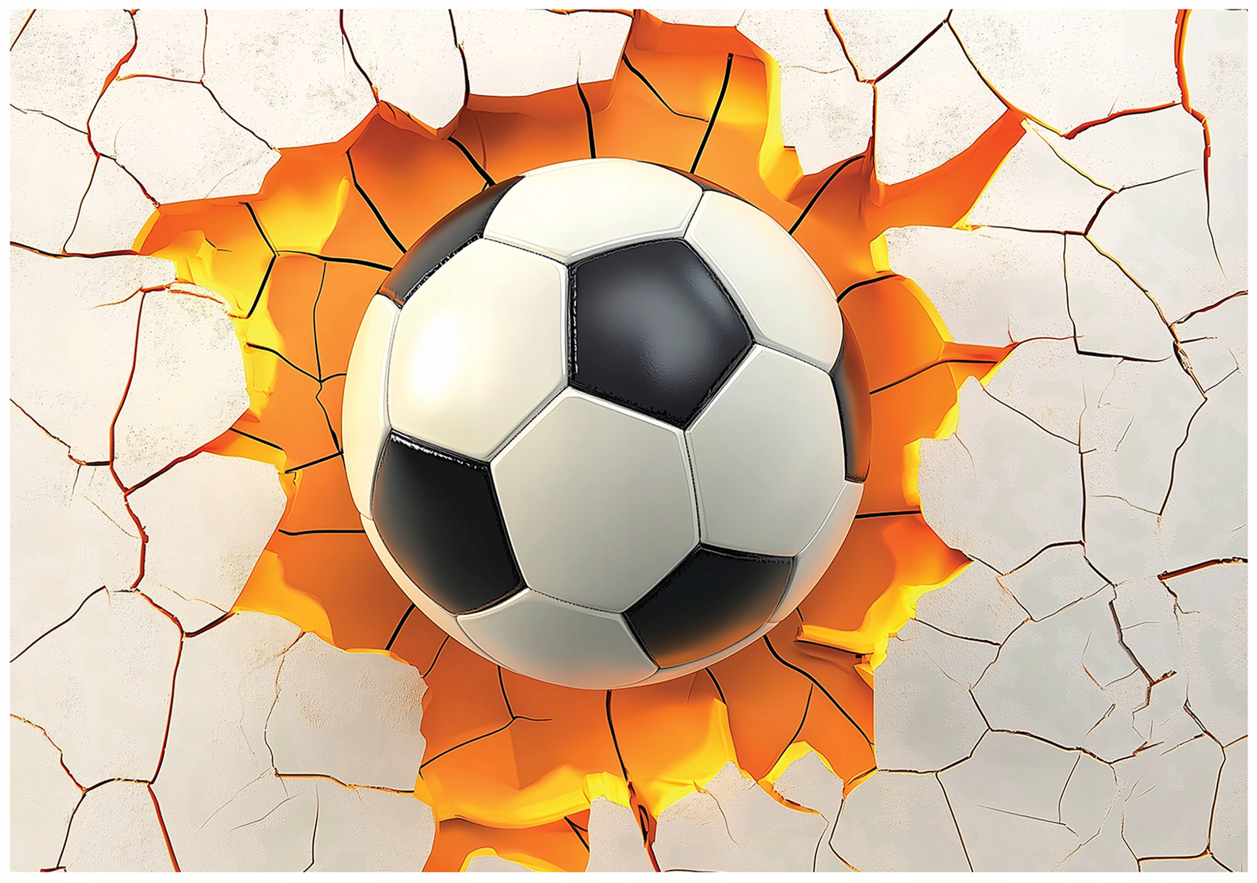3D soccer ball wall mural for boys' rooms,