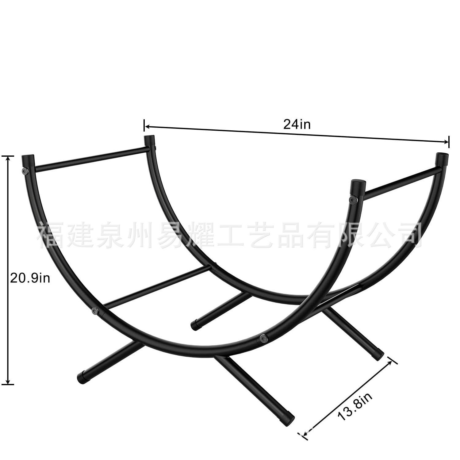 Casual Round Tube Curved Firewood Rack Metal Fireplace Firewood Storage Rack Indoor and Outdoor Suitable Wooden Rack Firewood Rack