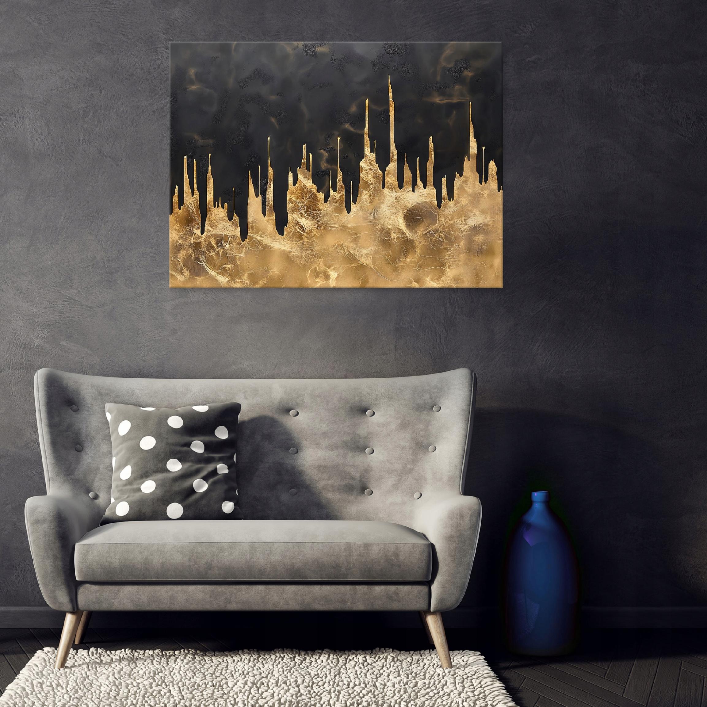Abstract glamour gold painting for bedroom, living room, kitchen on canvas 40x30