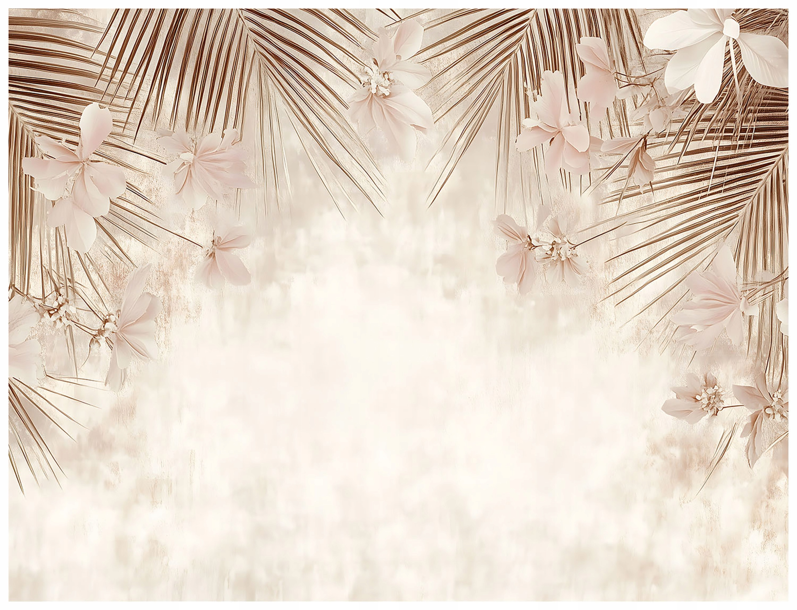 Palm Leaves Wall Mural, Concrete Beige, Boho Style, for the Bedroom or Living Room, Wallpaper