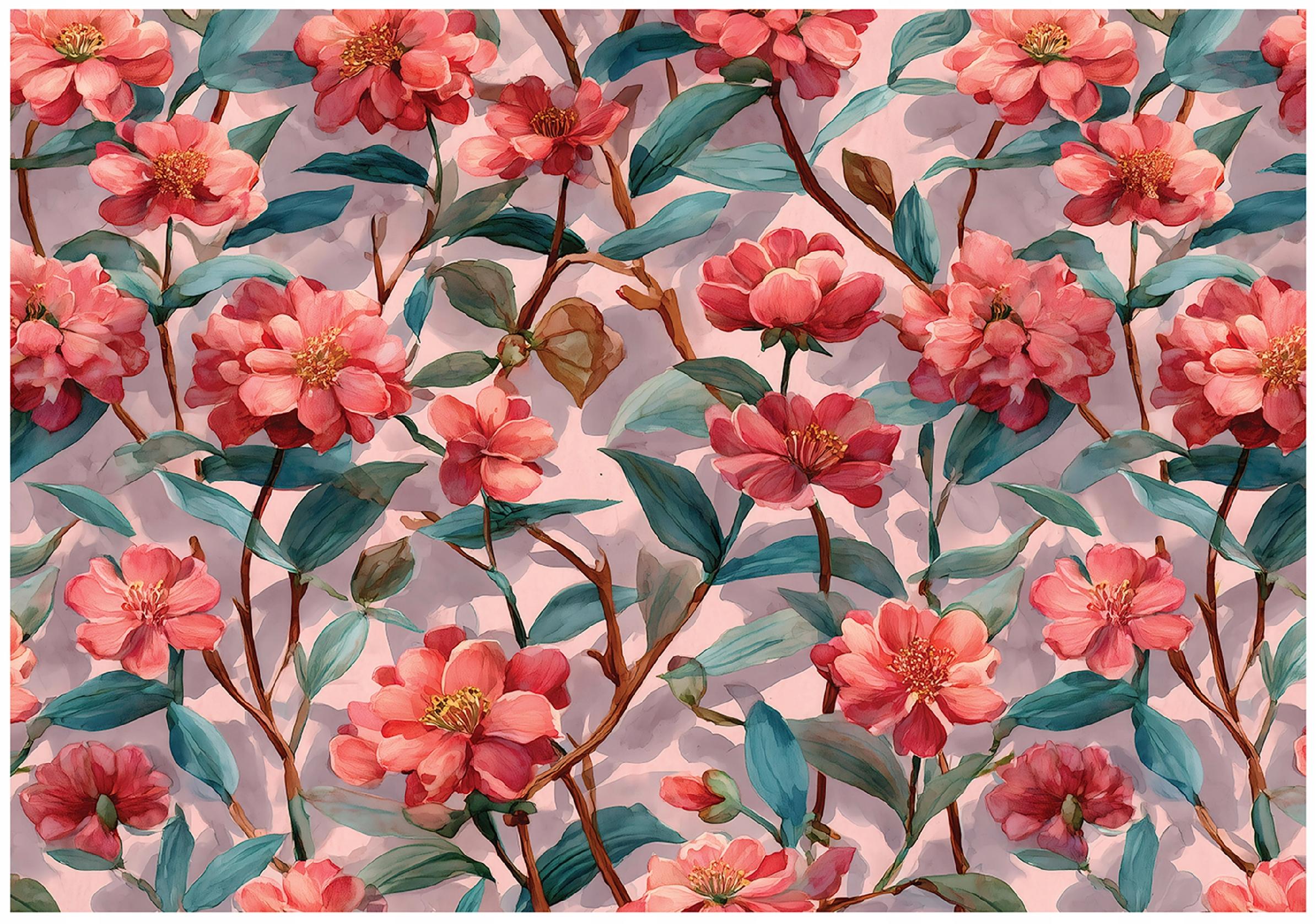 Abstract floral wall mural for the bedroom or living room, non-woven wallpaper, 150x105 cm