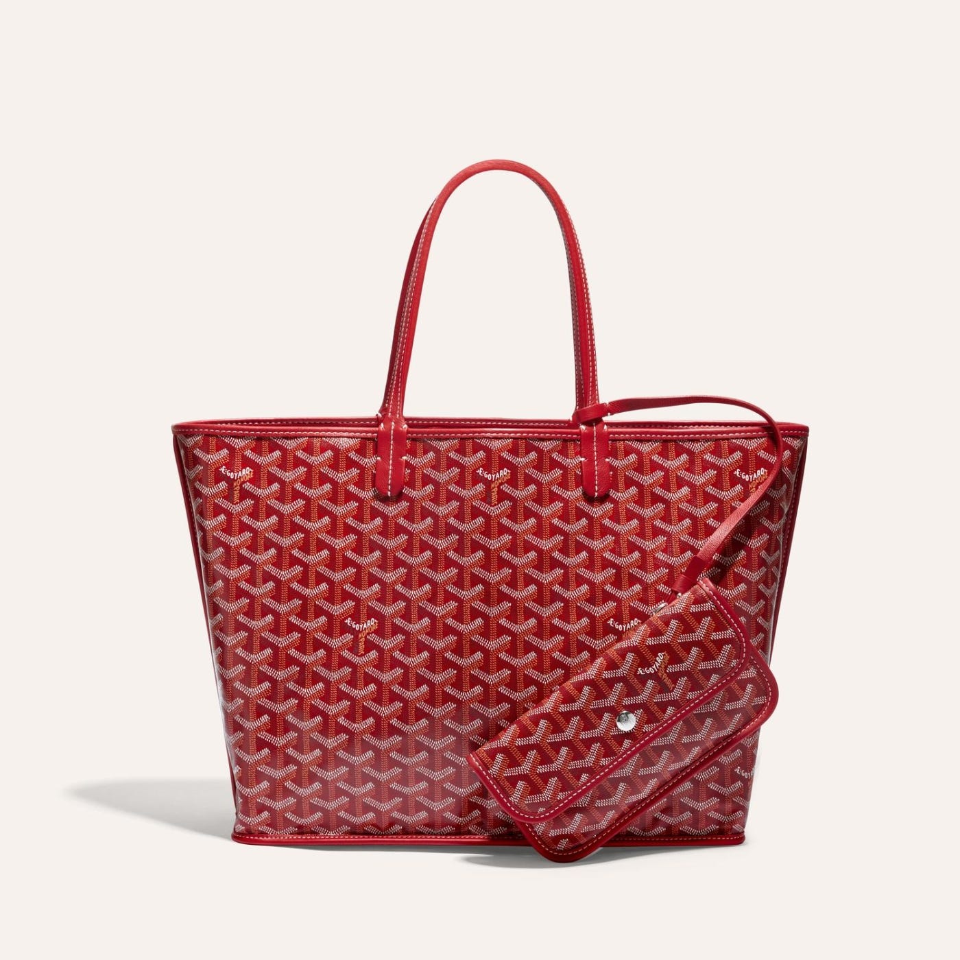 Goyardine Red Anjou PM Reversible Tote Bag Palladium Hardware