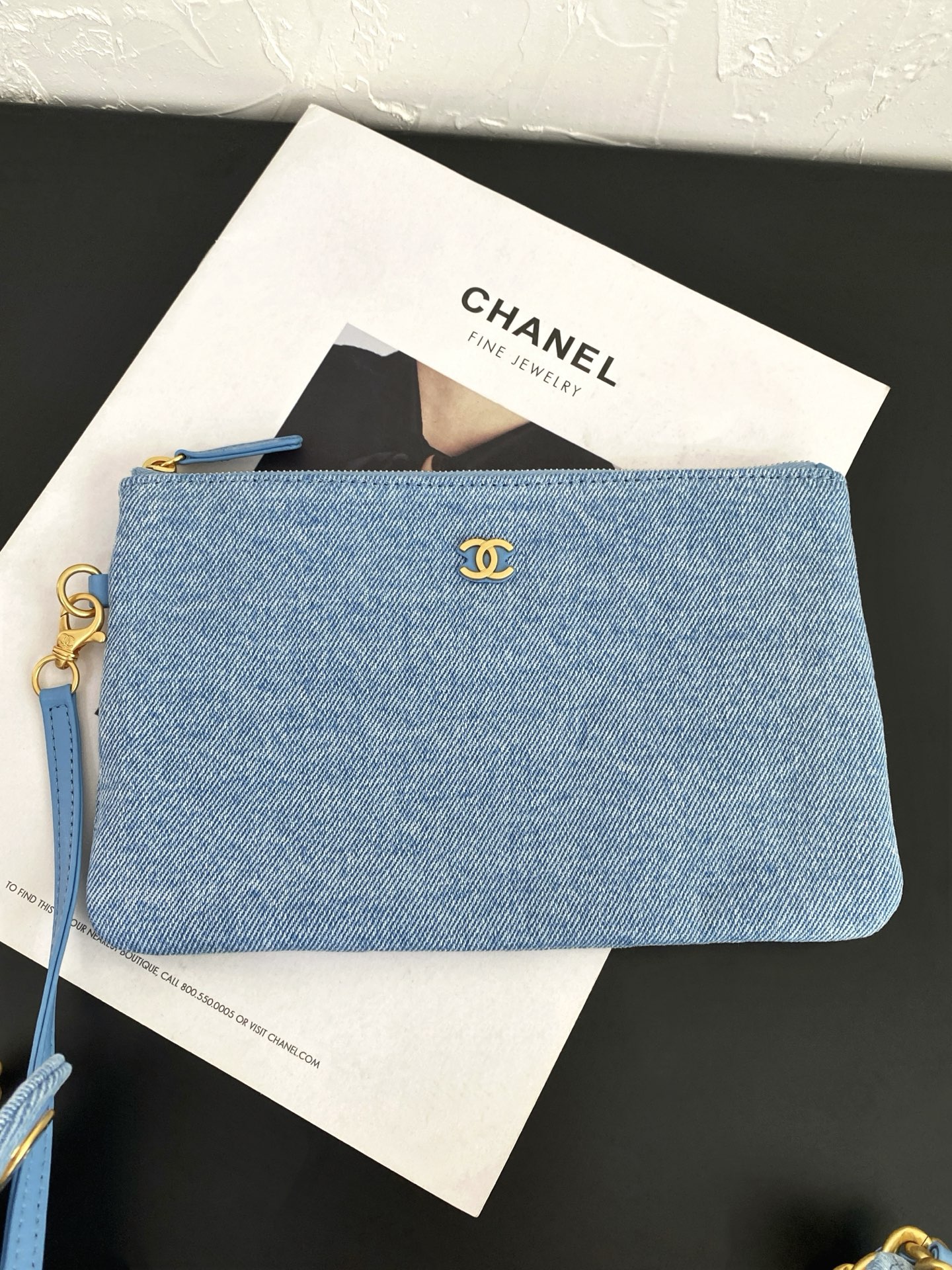 25C Small Hobo Bag in Light Blue Washed Denim with Antique Gold Hardware - Mocuir