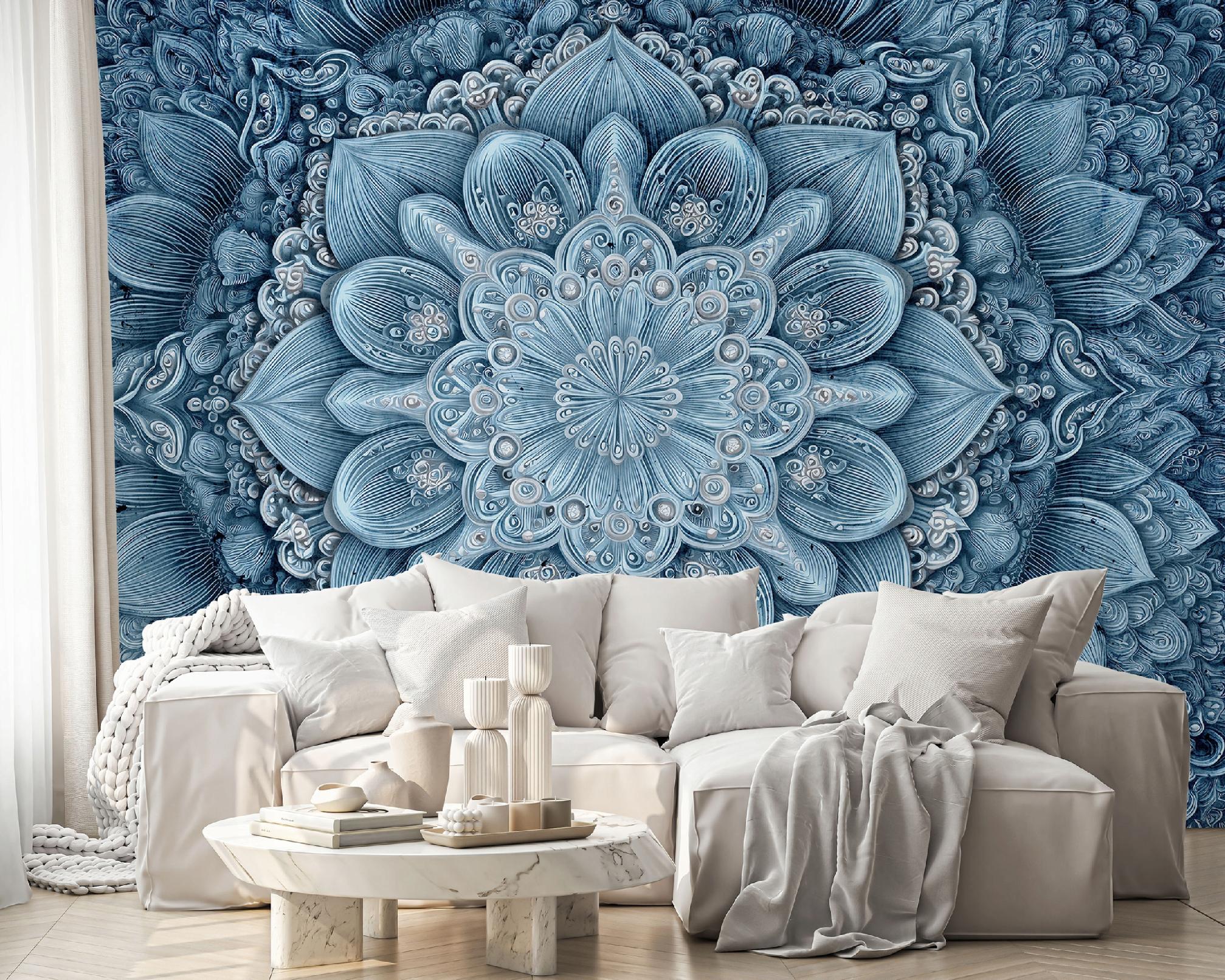 Mandala abstract wall mural for bedroom or living room, non-woven wallpaper,