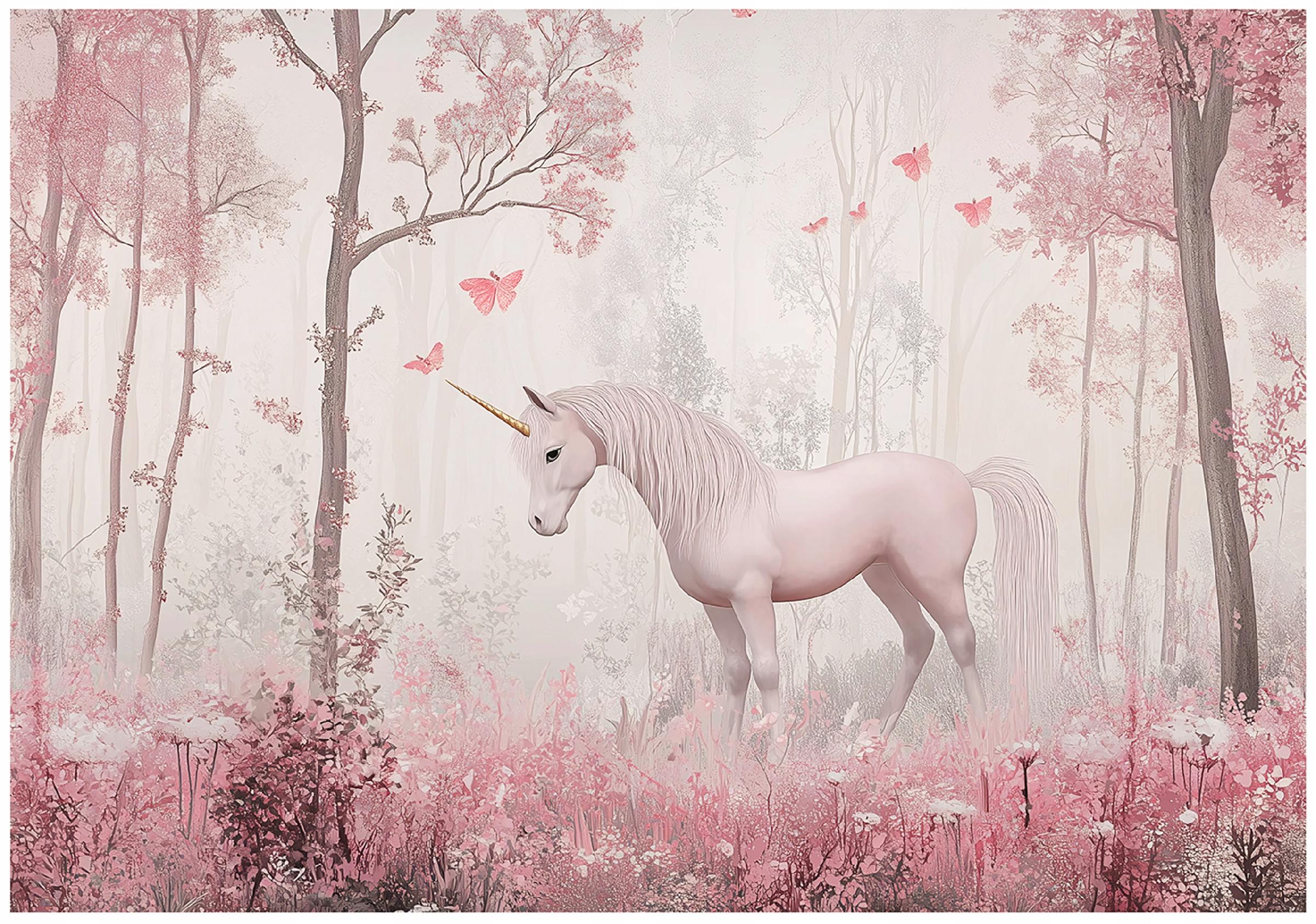 Wall mural for girls, forest unicorn, non-woven wallpaper,