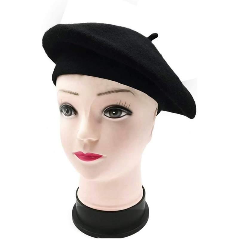 Wool Black French Beret Hat