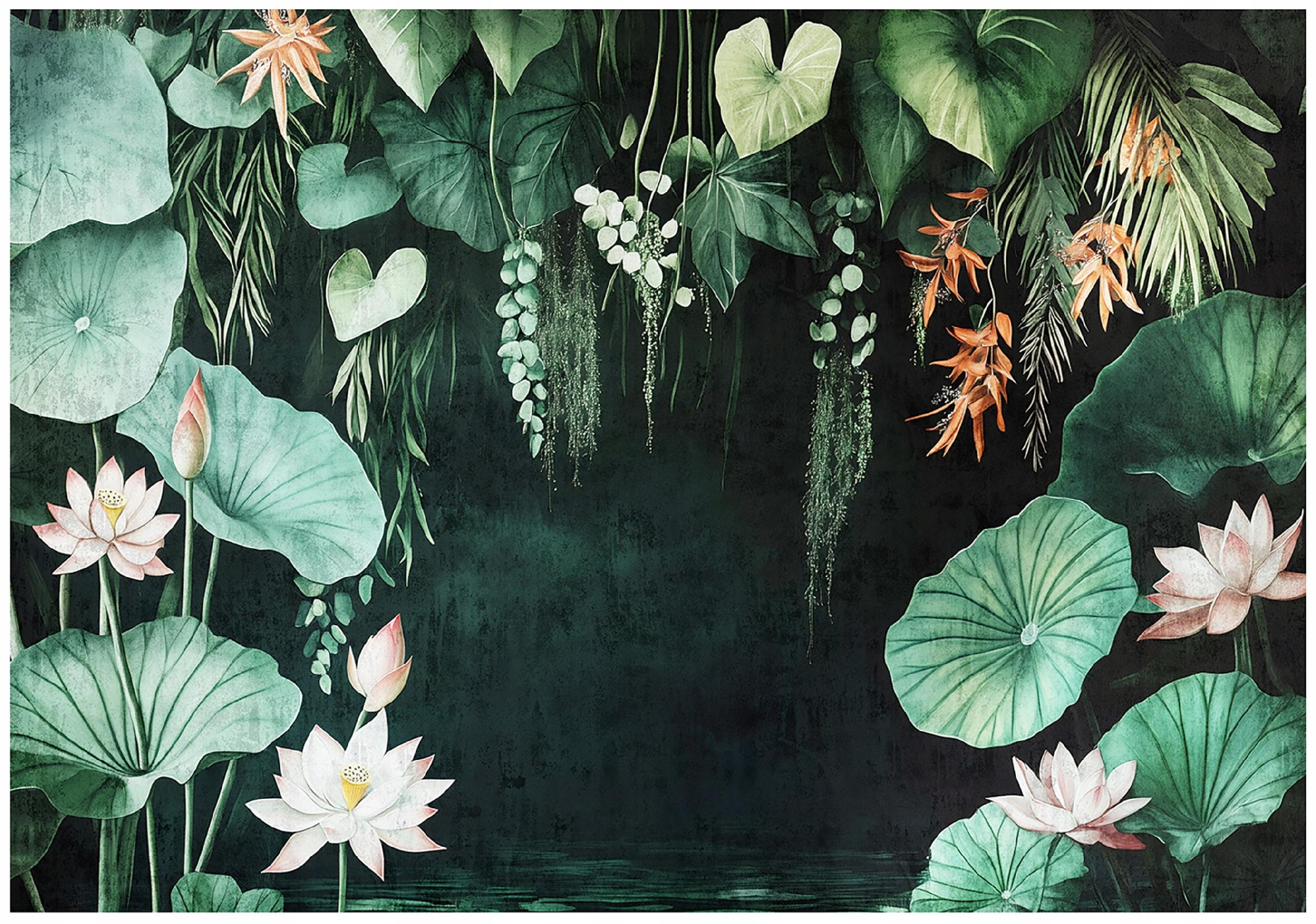 Wall mural leaves green flowers bedroom living room wallpaper non-woven
