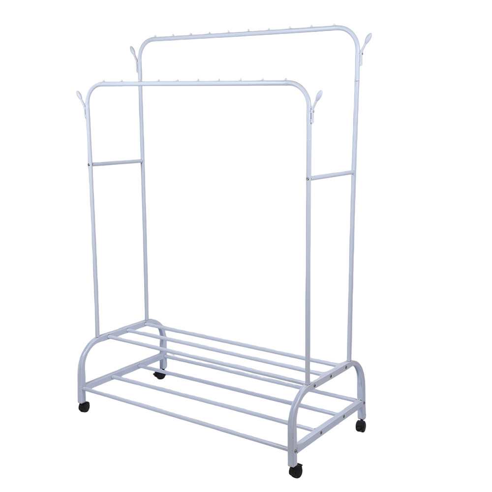 Double-pole clothes hanger balcony bedroom floor hanging clothes hanger dormitory small clothes, shoes and hats rack