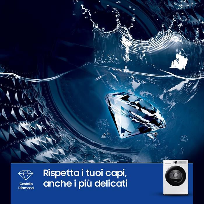 SAMSUNG - Asciugatrice DV90DG52A0AHET 9KG Classe C-Bianco oblò nero display silve