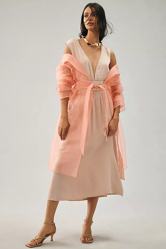 Premium Sleeveless Deep-V Dress LOTUS FLOWER