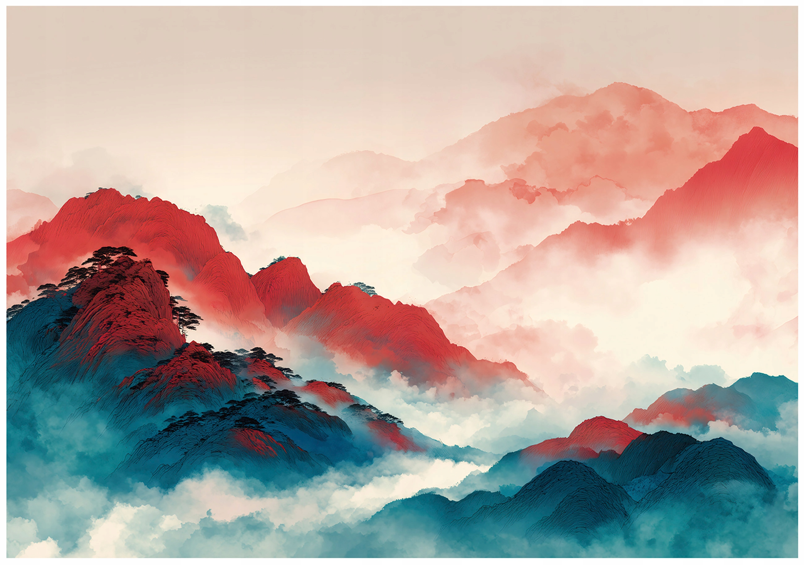 Wall mural mountains landscape nature bedroom living room wallpaper non-woven