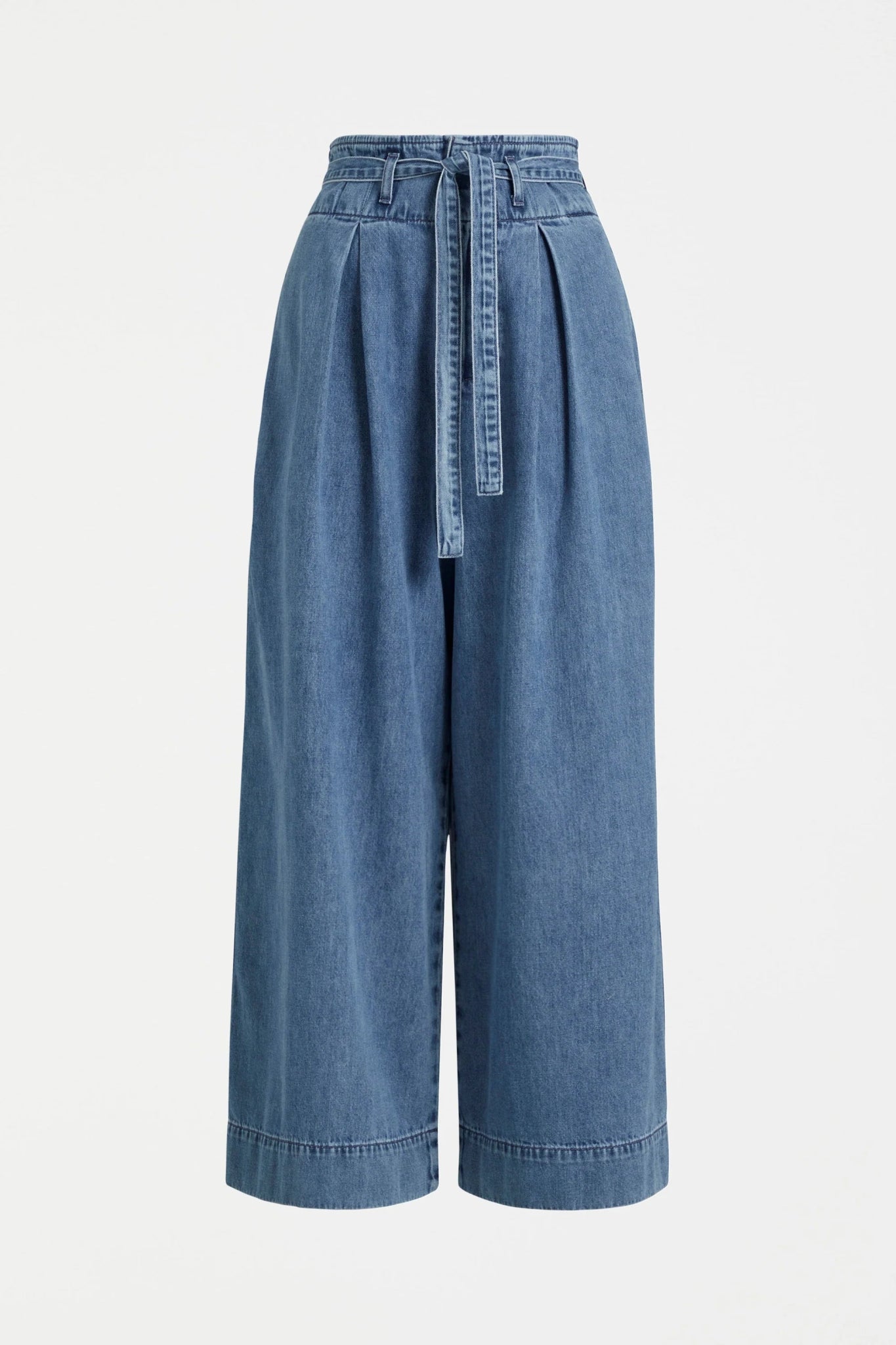Pleated High-Waist Wide Leg Jean‌