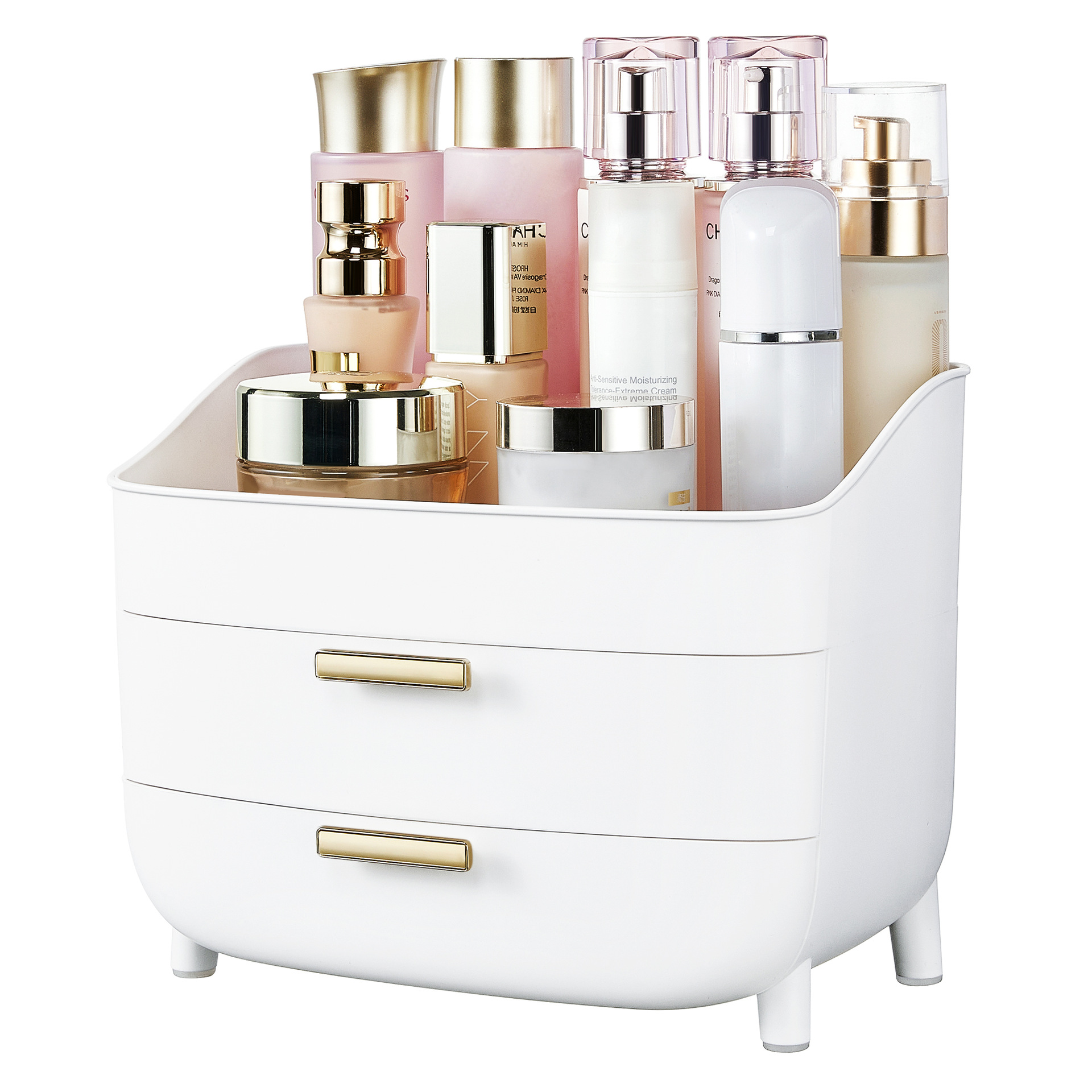 Cosmetics storage box desktop drawer dresser lipstick perfume mask skin care finishing box with lid dust storage.