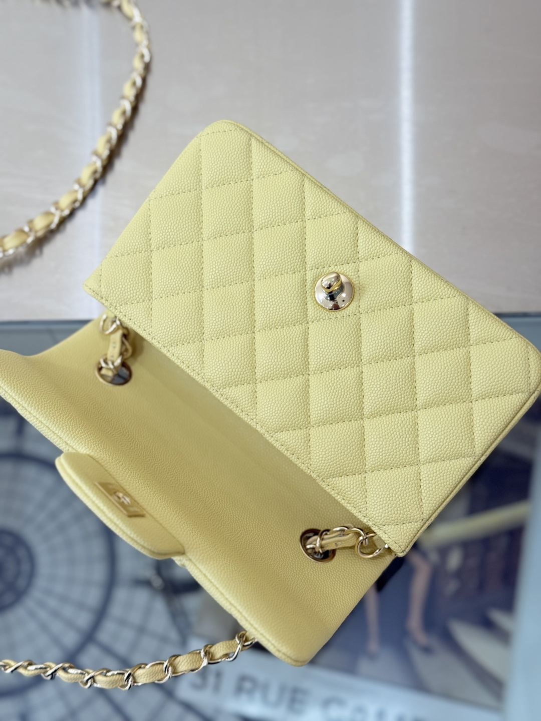 Mini Classic Flap Handbag（Creamy Yellow） - Mocuir