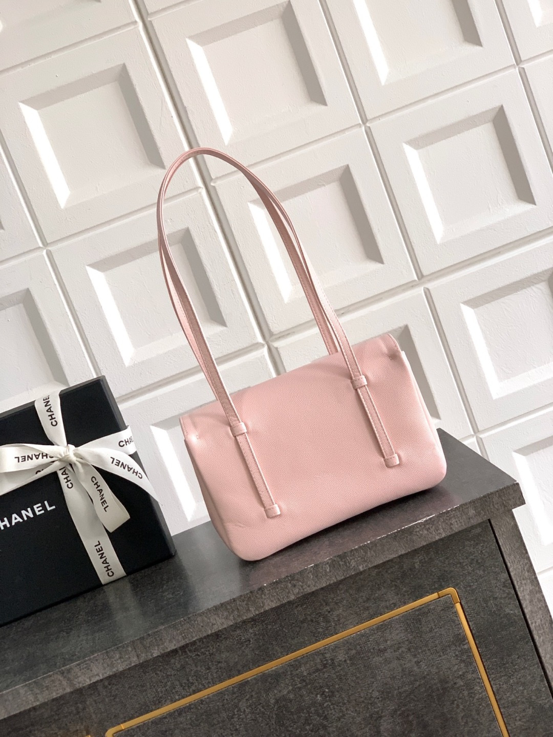 Preppy Coco Small Flap Bag (AS4818) in Light Pink Grained Calfskin with Gold-Tone Hardware, 26P Pre-Fall Collection - Mocuir