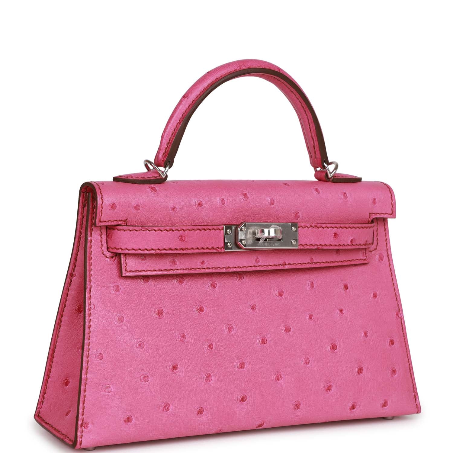 Kelly Sellier 20 Fuchsia Ostrich Palladium Hardware