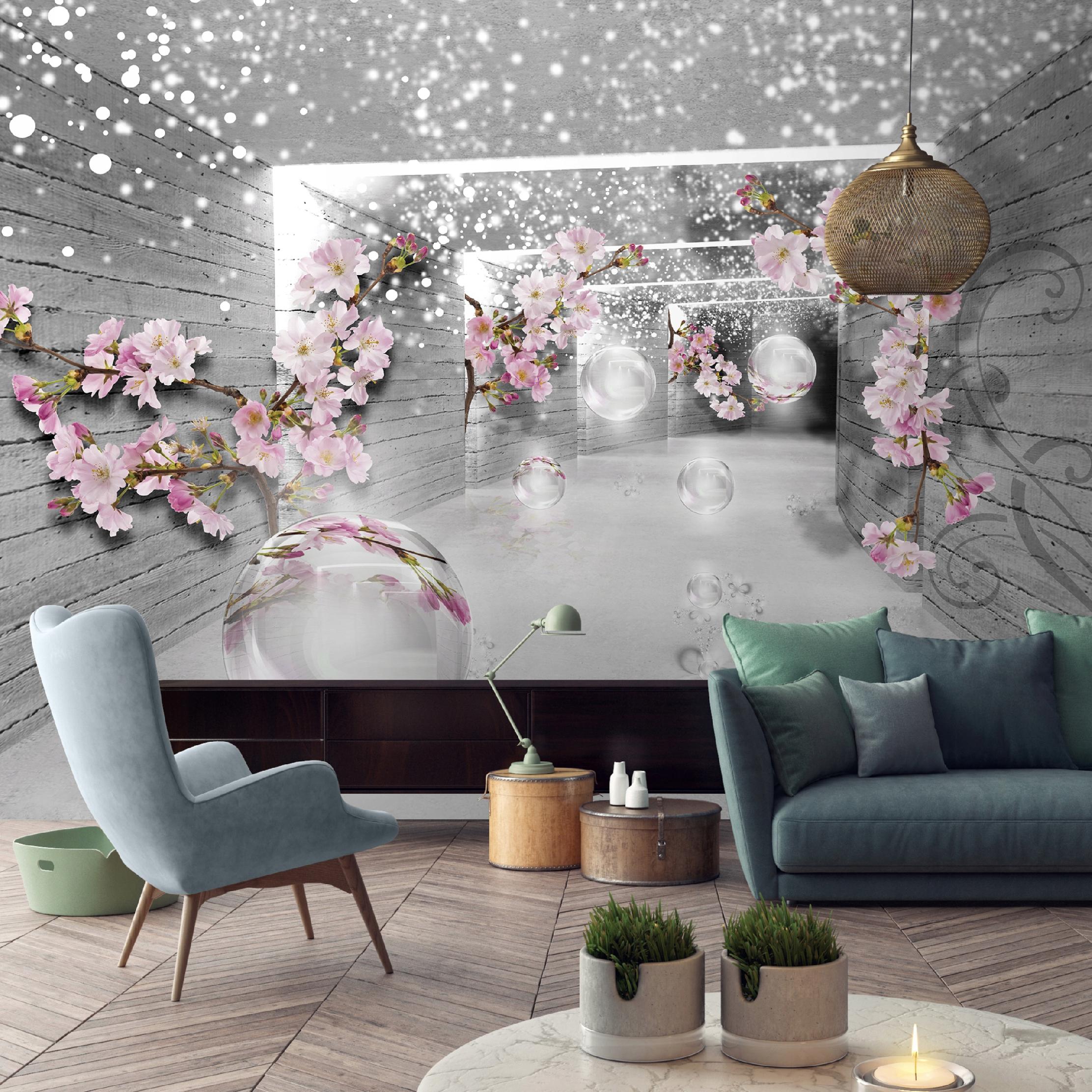3D wall mural tunnel flowers illusion for bedroom living room wallpaper 400x280