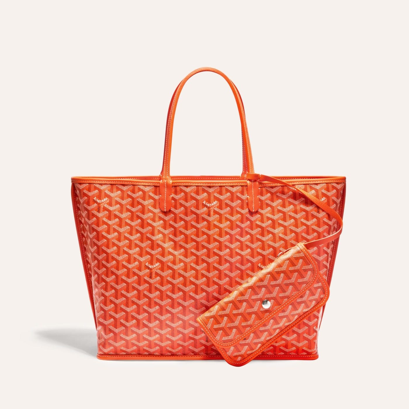 Goyardine Orange Anjou PM Reversible Tote Bag Palladium Hardware