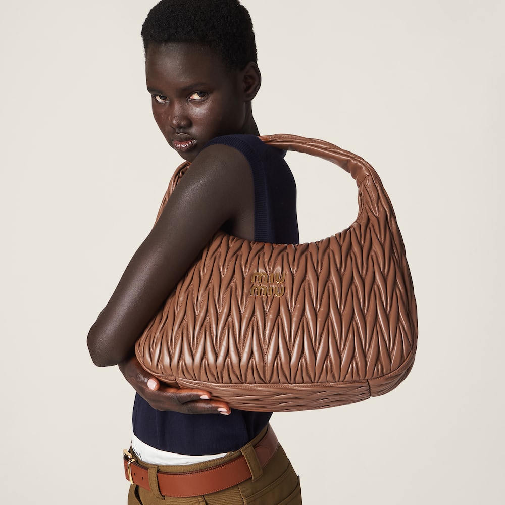 Maxi wander matelassé nappa leather hobo bag