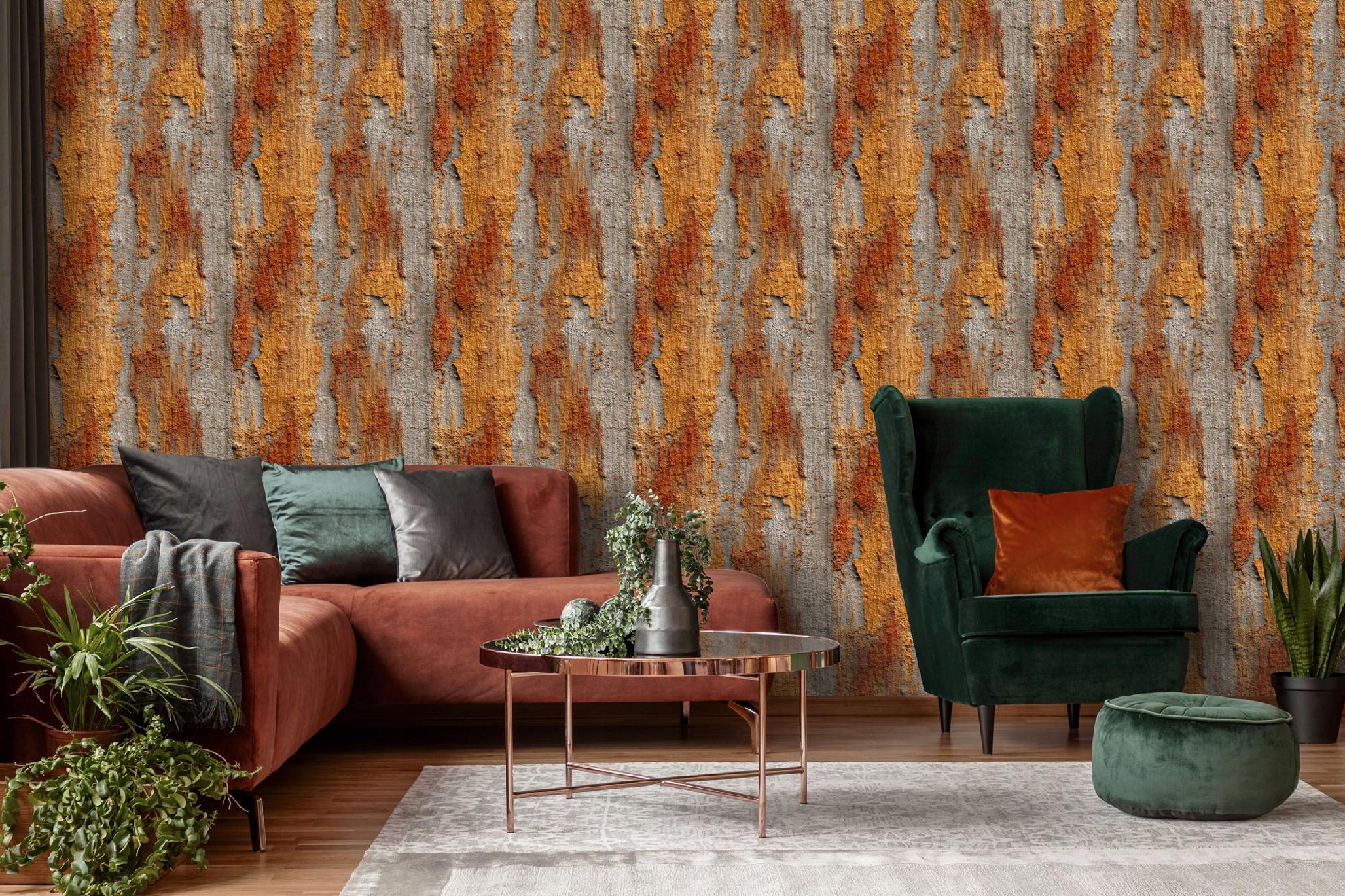 Brown abstract texture wallpaper on non-woven fabric for living room and bedroom walls