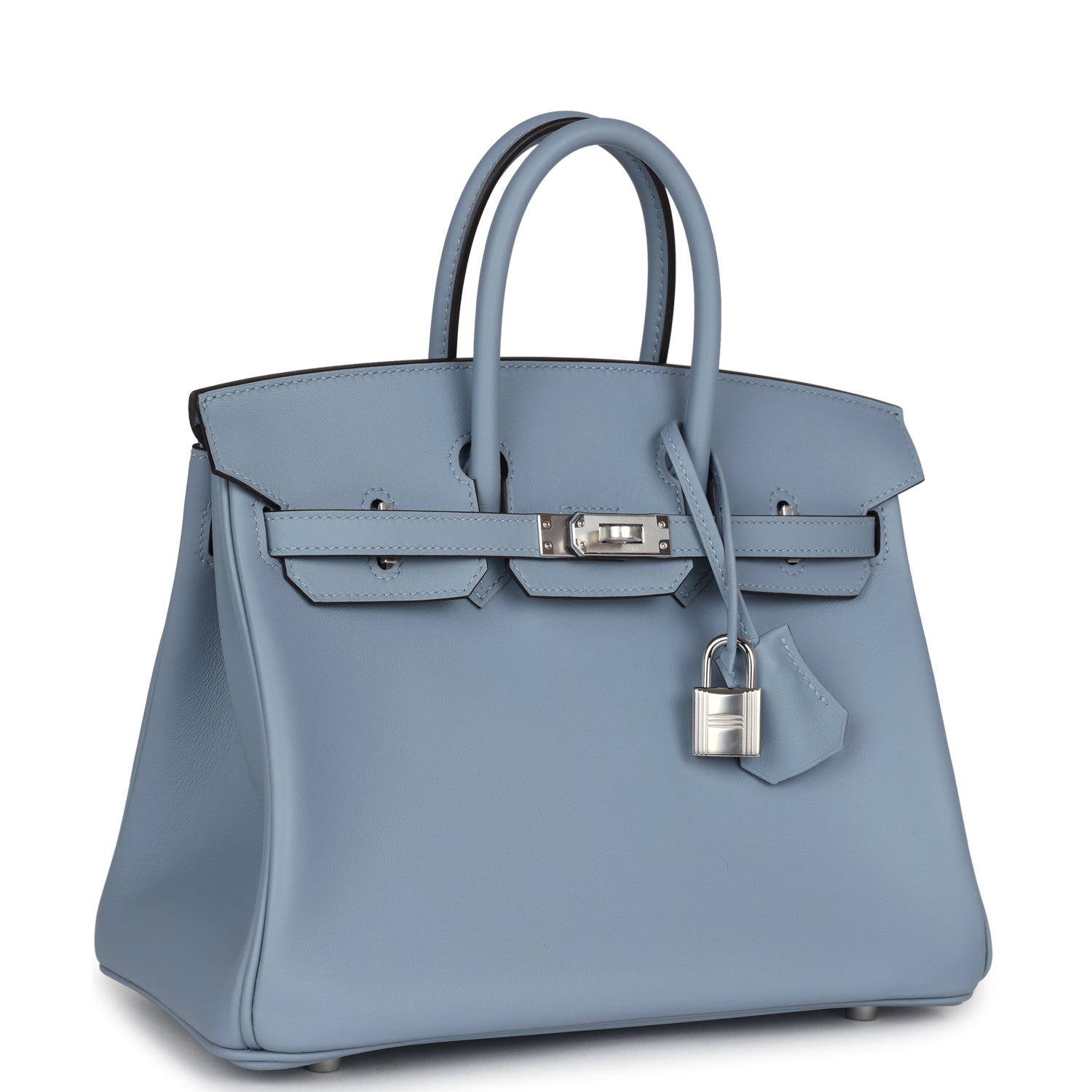 Birkin 25 Bleu Lin Swift Palladium Hardware