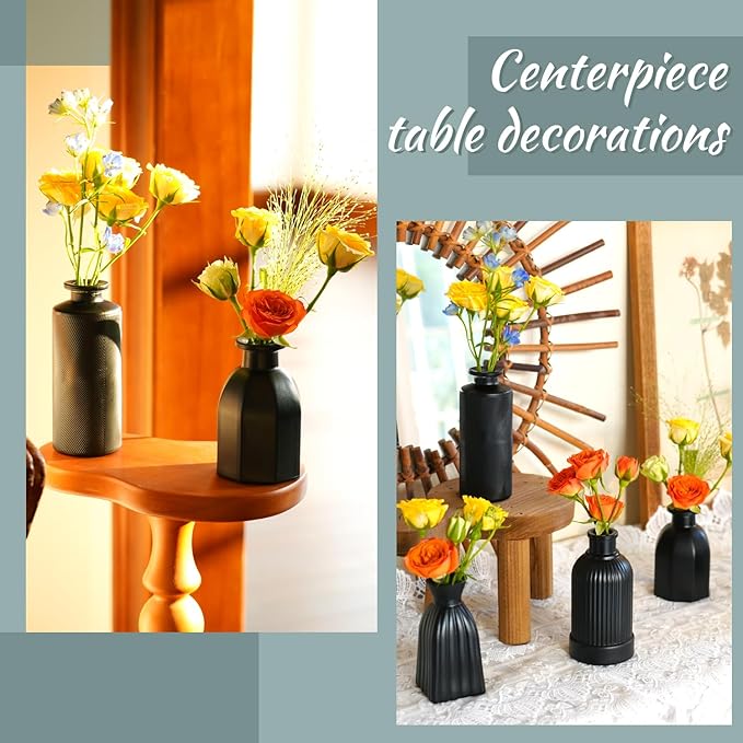 VASEA Black Vase, Bud Vases Set of 12