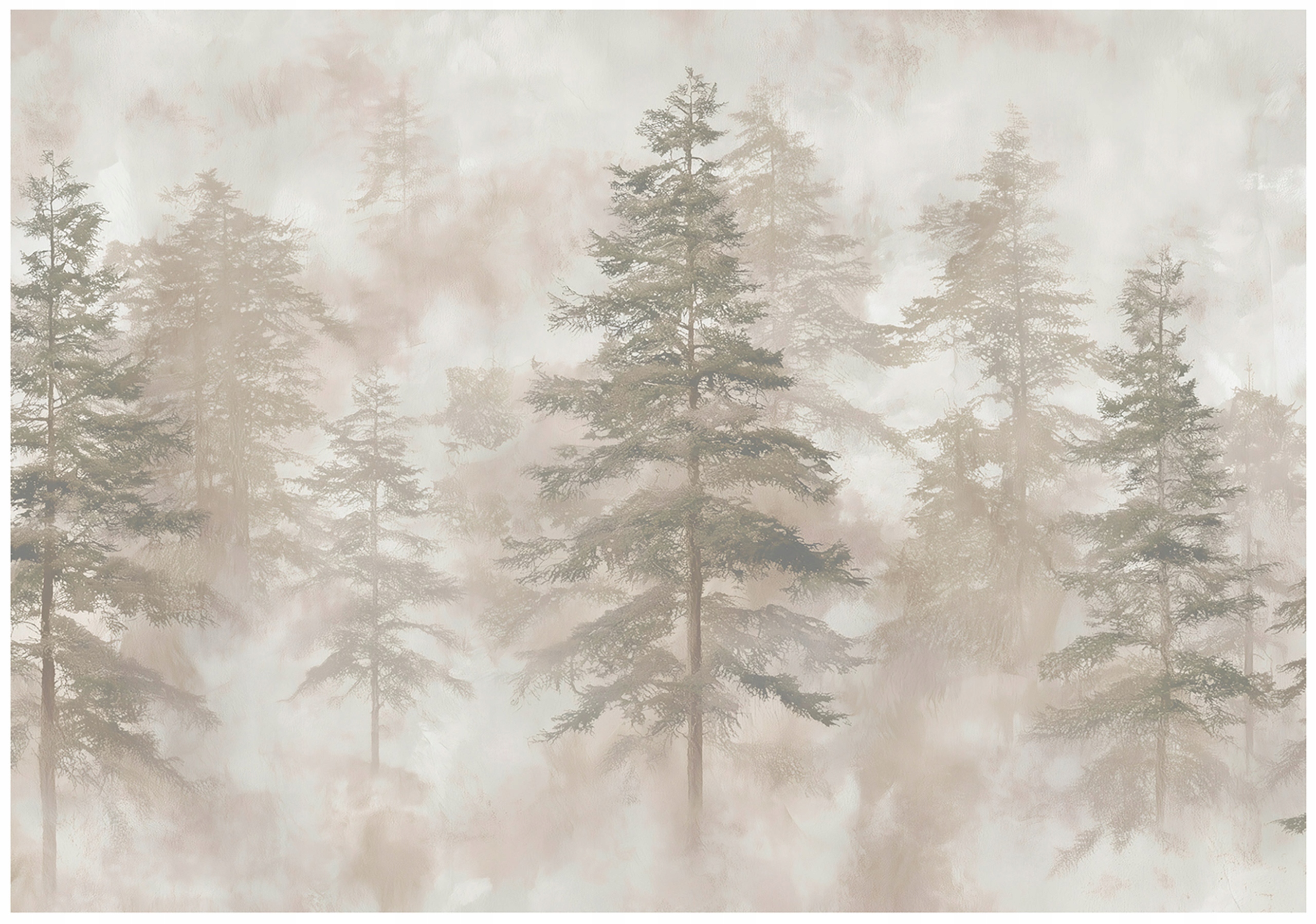 Beige forest wall mural with trees and concrete nature for bedroom or living room wall,