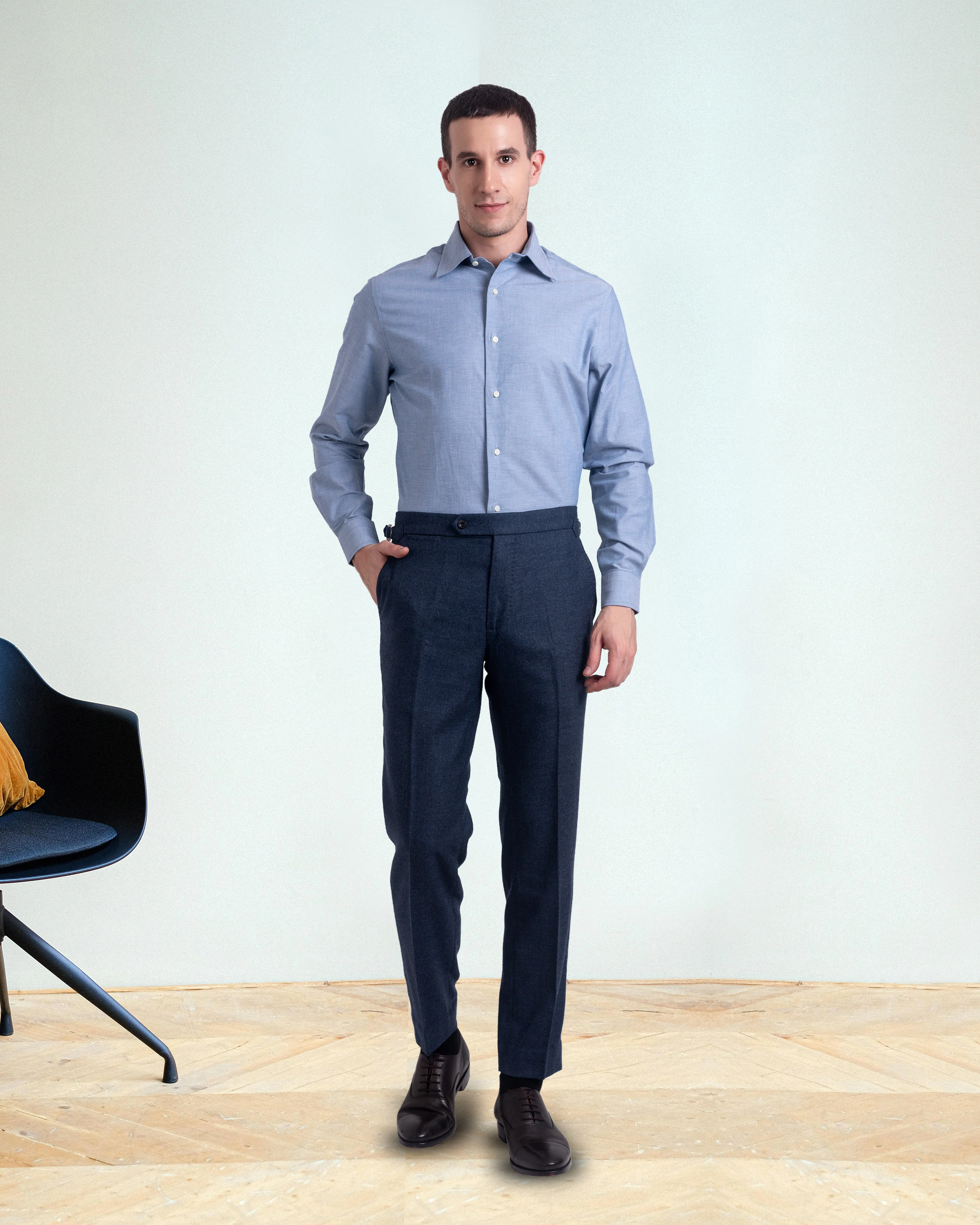Navy Blue Wool Flannel