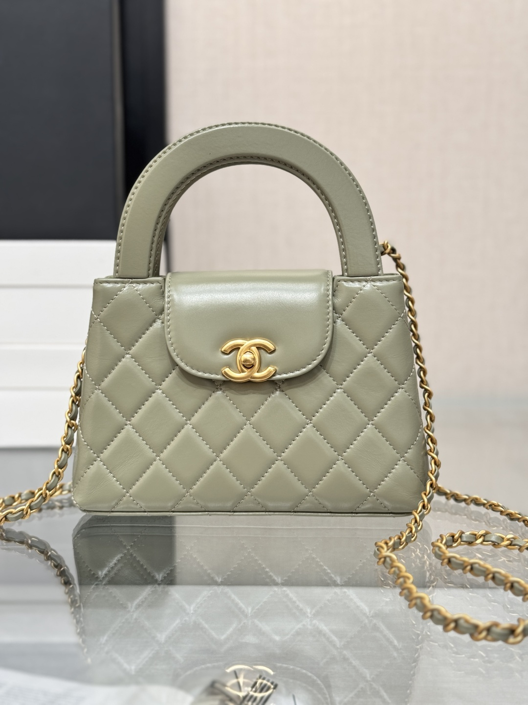 Mini Kelly Bag with Handle（Sage Green） - Mocuir