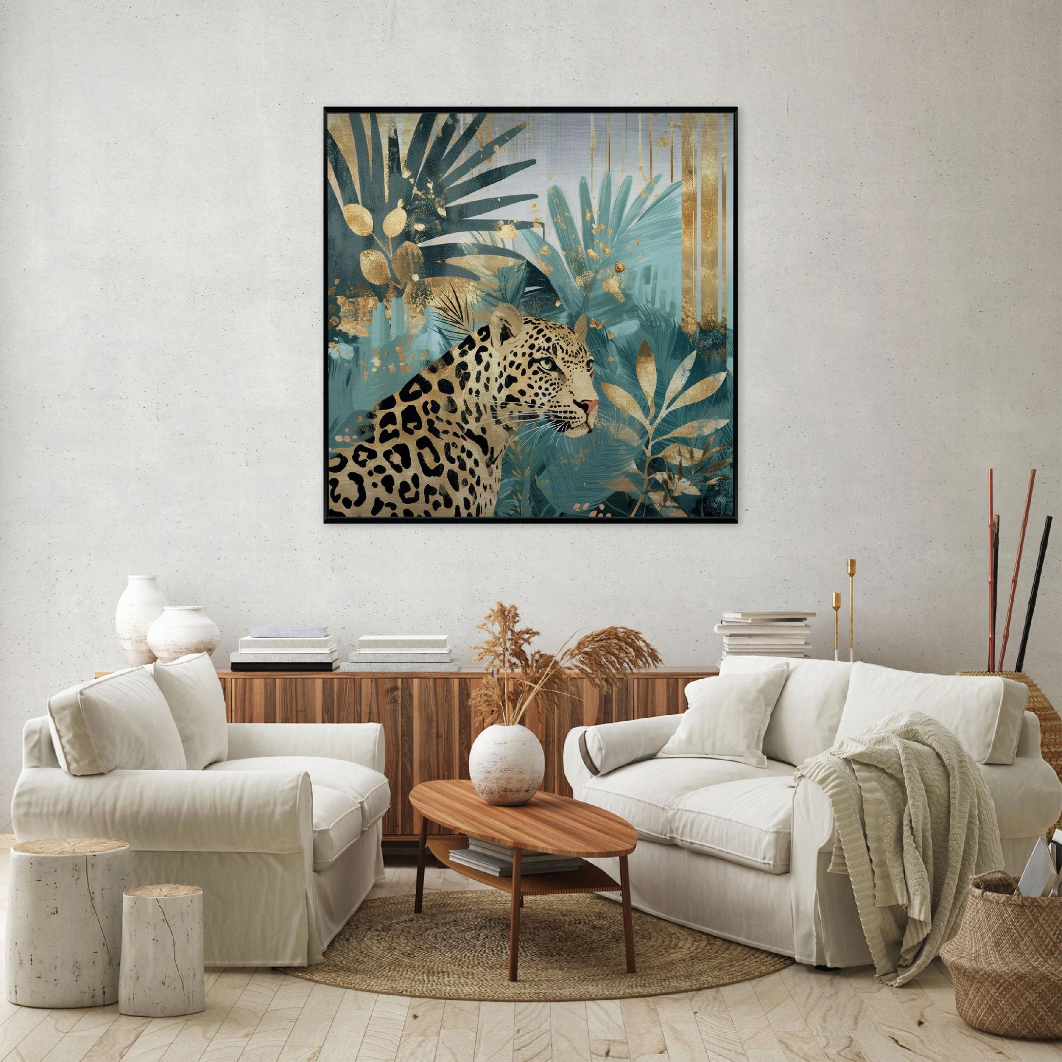 Picture in a black frame, metal leaves, loft style, living room, bedroom, 30x30