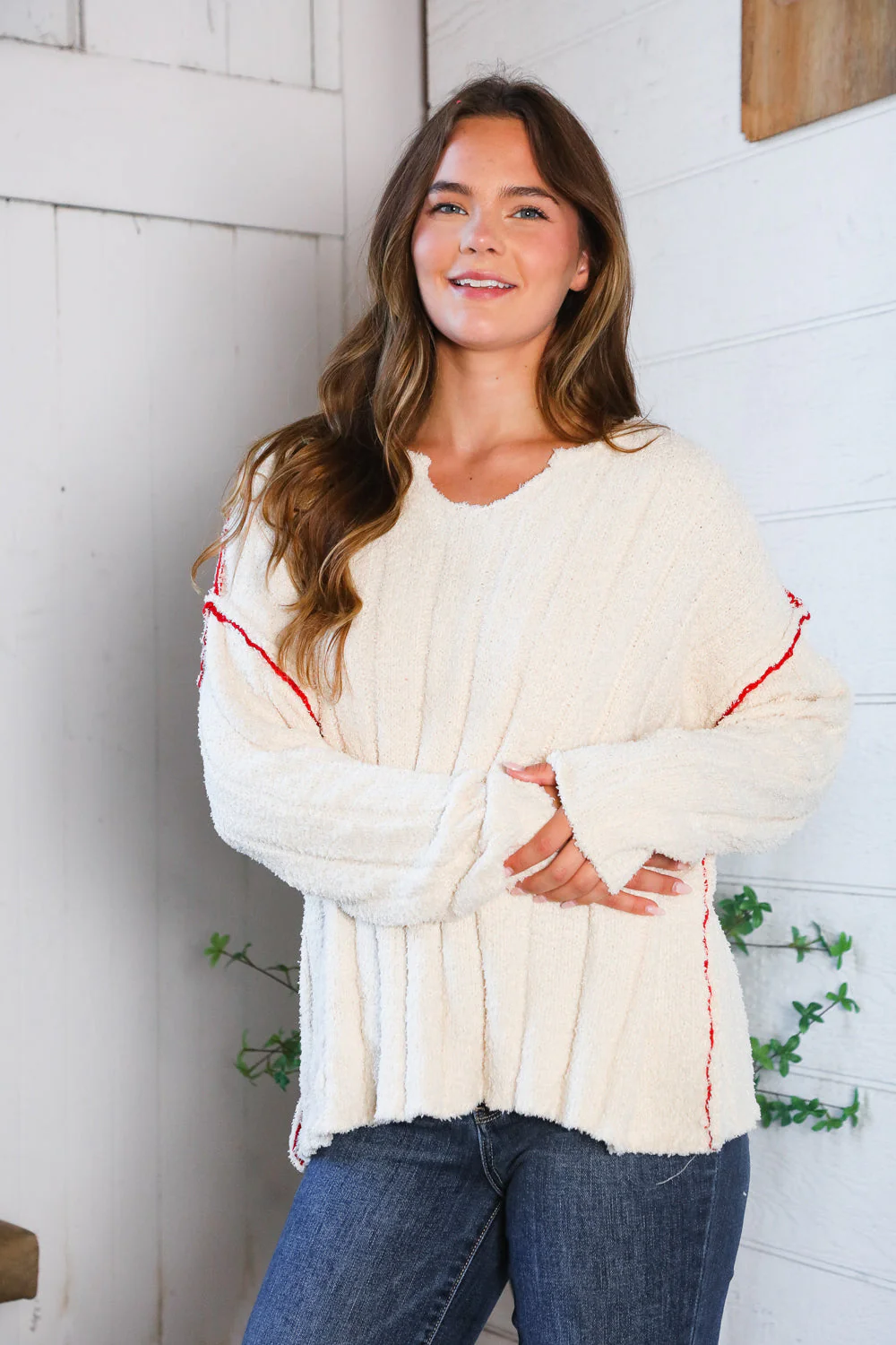 Snuggle Me Cream Thick Ribbed Sweater